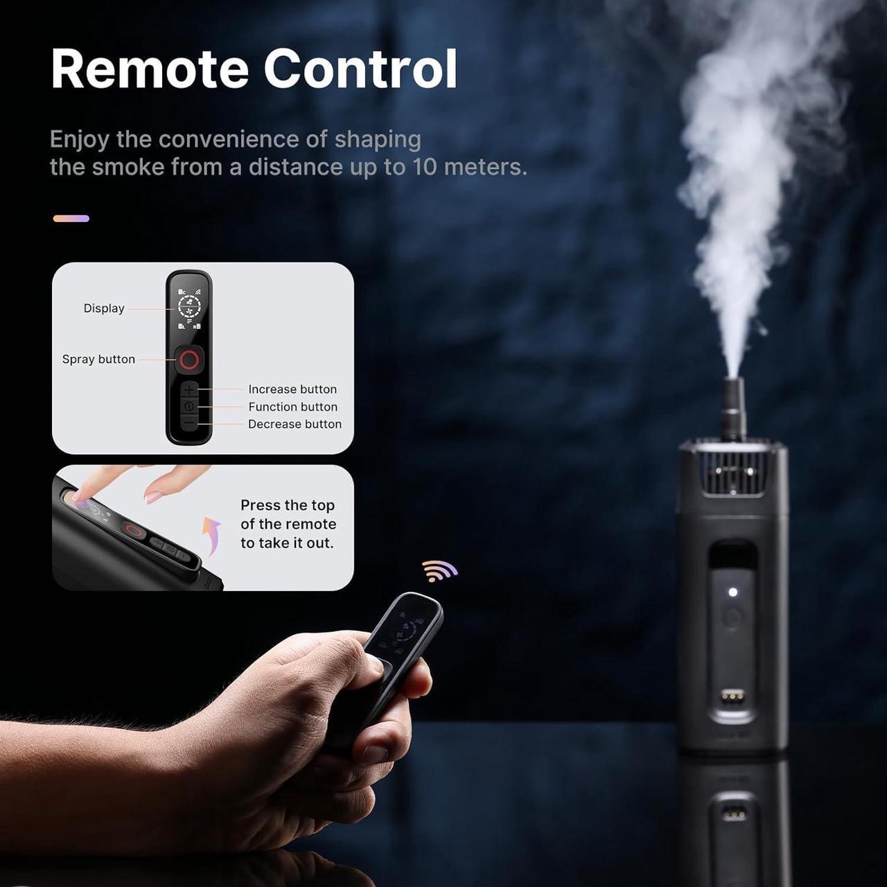 Alt view image 4 of 7 - FM01 FILMOG Ace Portable Fog Machine Battery Powered, Portable Smoke Machine Handheld Fog Machine w Remote Control Fogger for Photography, Outdoor Events, Parties, Stage Effects, Wedding