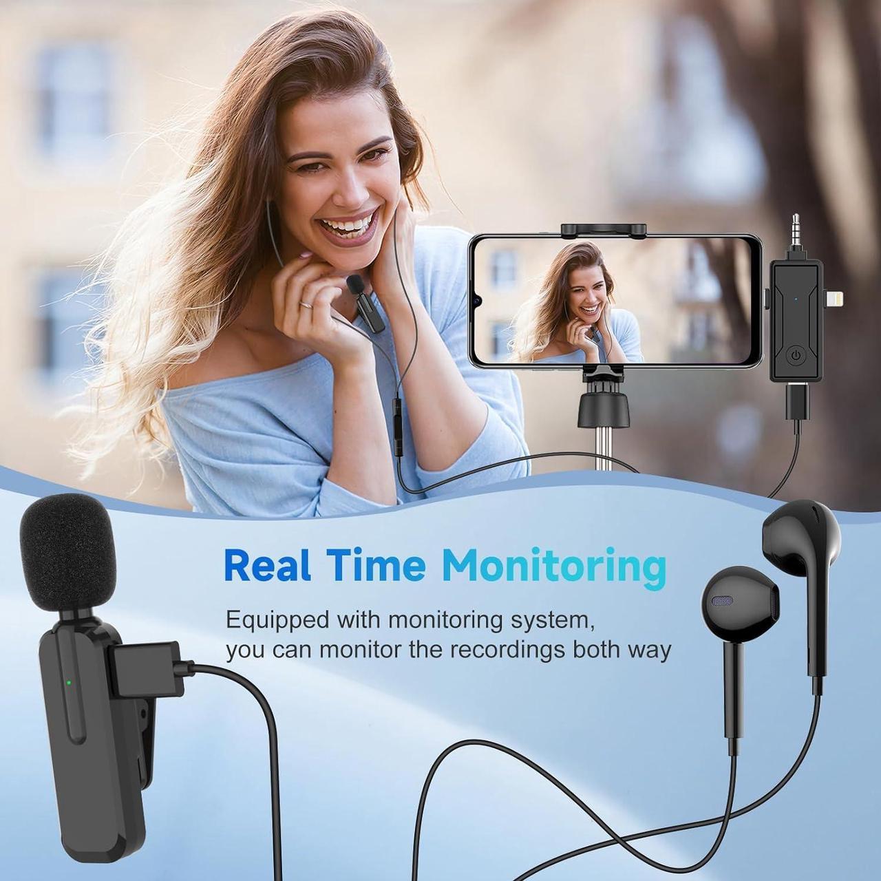 Alt view image 5 of 7 - Wireless Mini Microphone for iPhone iPad Android - Bluetooth Lavalier Lapel Mic for YouTube Video Recording - Clip on Content Creator Phone Microphones for Podcast Tiktok Vlogging