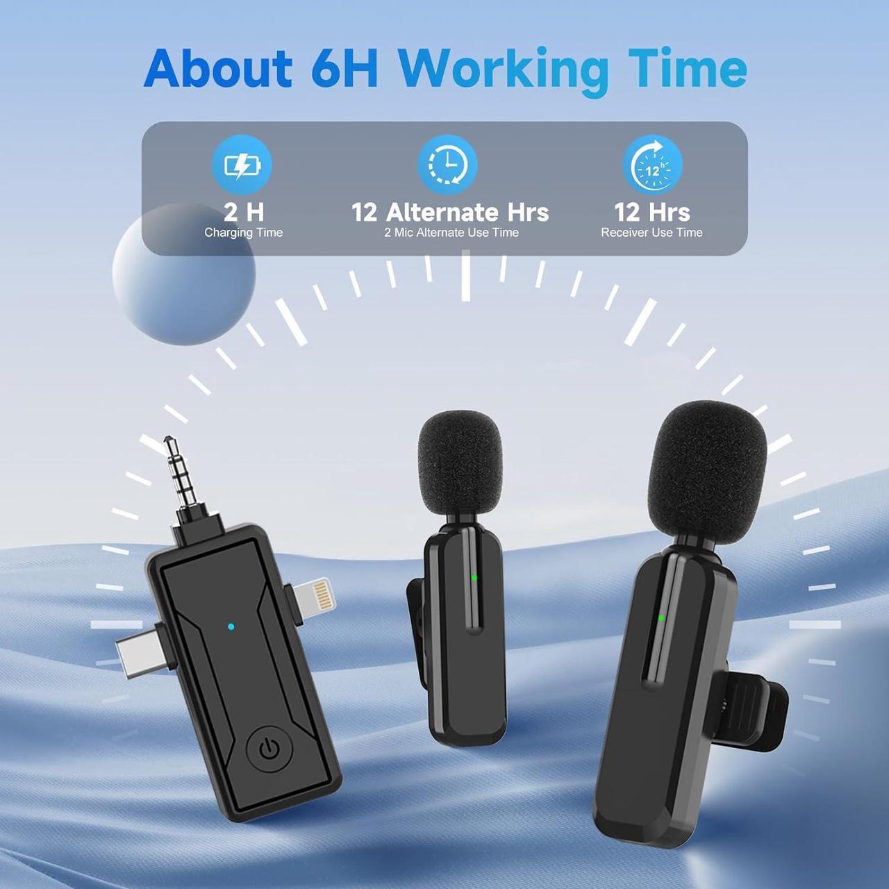 Alt view image 6 of 7 - Wireless Mini Microphone for iPhone iPad Android - Bluetooth Lavalier Lapel Mic for YouTube Video Recording - Clip on Content Creator Phone Microphones for Podcast Tiktok Vlogging