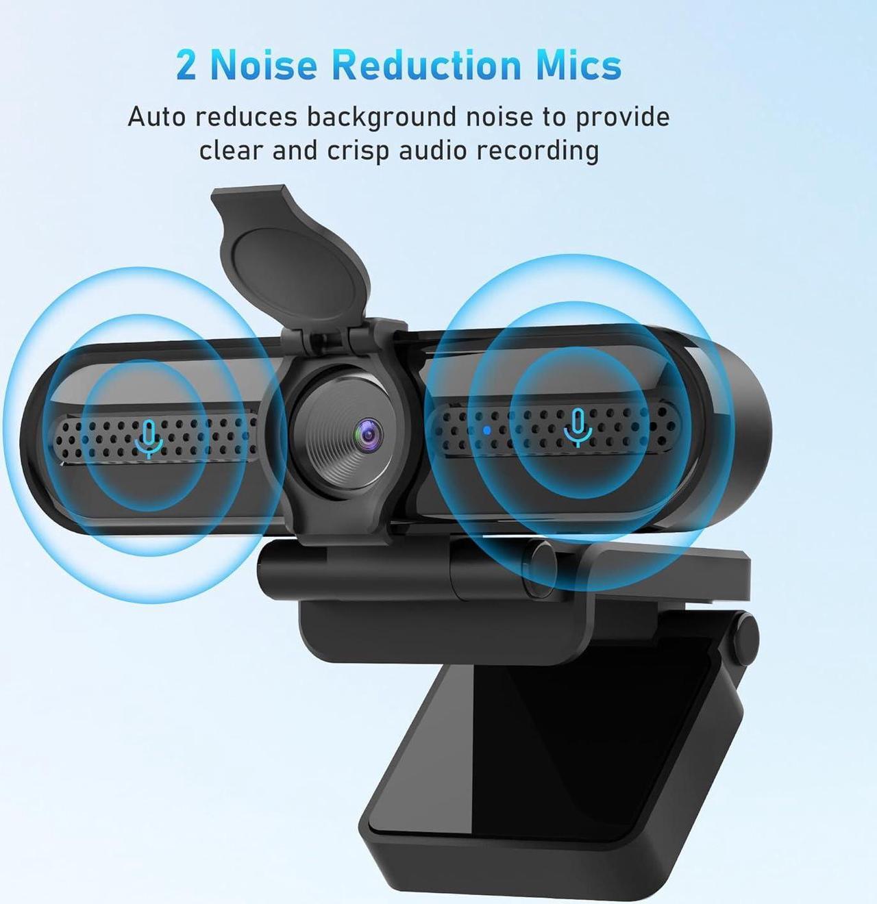 Alt view image 4 of 7 - 2K Webcam, FHD Computer Streaming Camera with 2K/30fps, 1080P/60fps, Autofocus, Dual Noise-Cancelling Microphones and Tripod, for Computer/Zoom/Skype/Teams/Laptop/MacBook/Windows