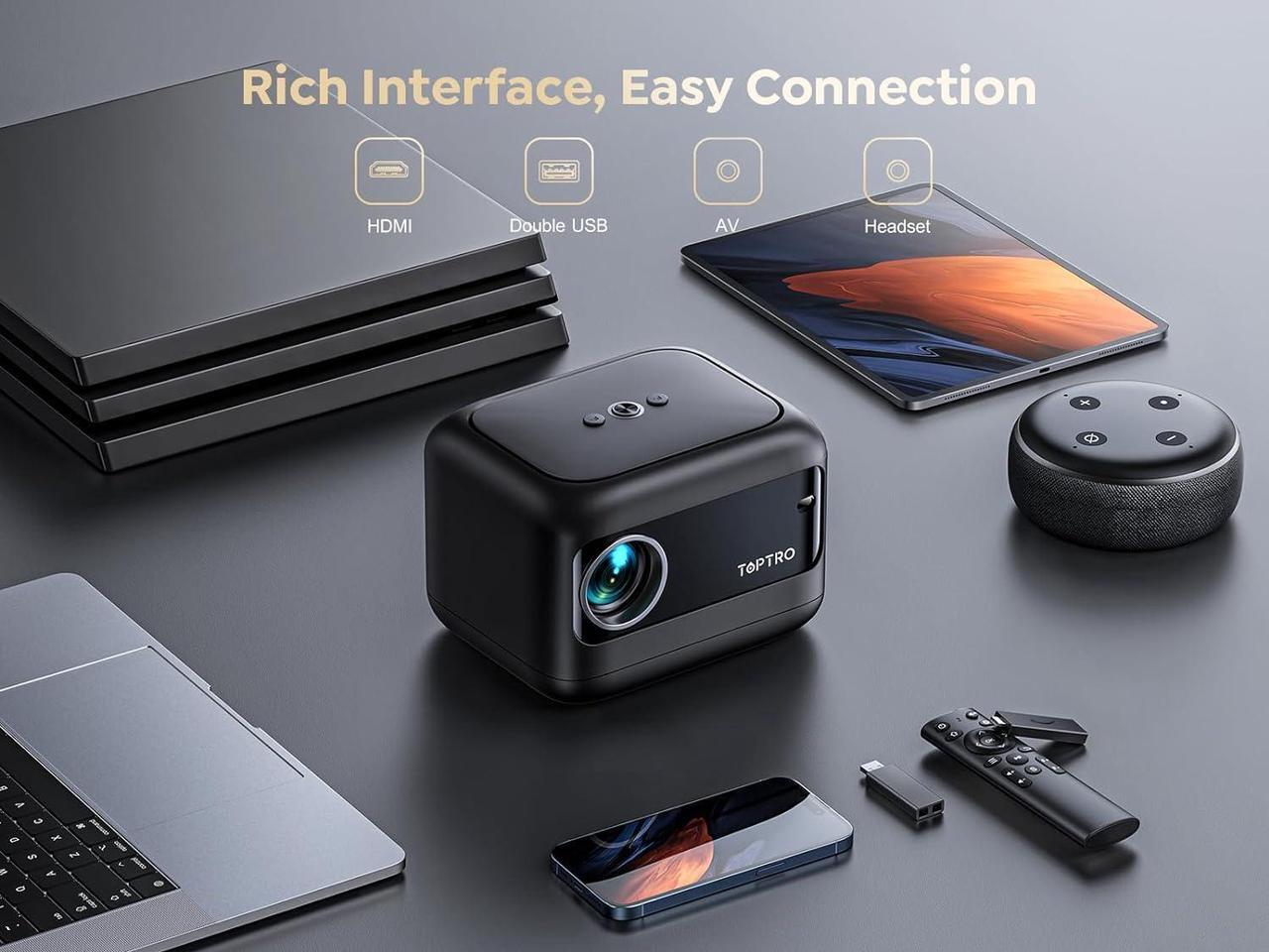 Alt view image 7 of 7 - [Electric Focus/Mini Body]Mini Projector with WiFi 6 and Bluetooth 5.2, 2025 Upgrade TOPTRO TR25 Portable Projector, 1080P FHD, ±40° Electric Keystone Correction, Movie Projector for iOS/Android/PS5
