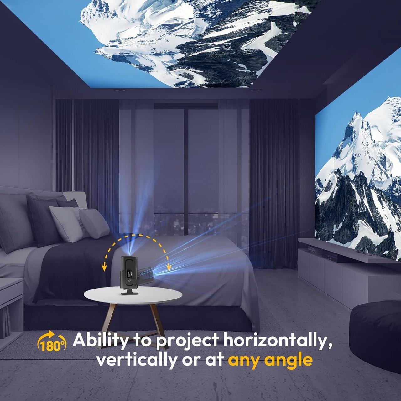 Alt view image 3 of 7 - Smart Mini Projector XGODY Gimbal5 Android 11 Full HD Projector Native 1080P 4K Support 5G WiFi 6 Bluetooth 5.0 Home Movie Projector Electric Focu Auto Keystone 180 Rotating For PC/Lap/PS5 Dull Black