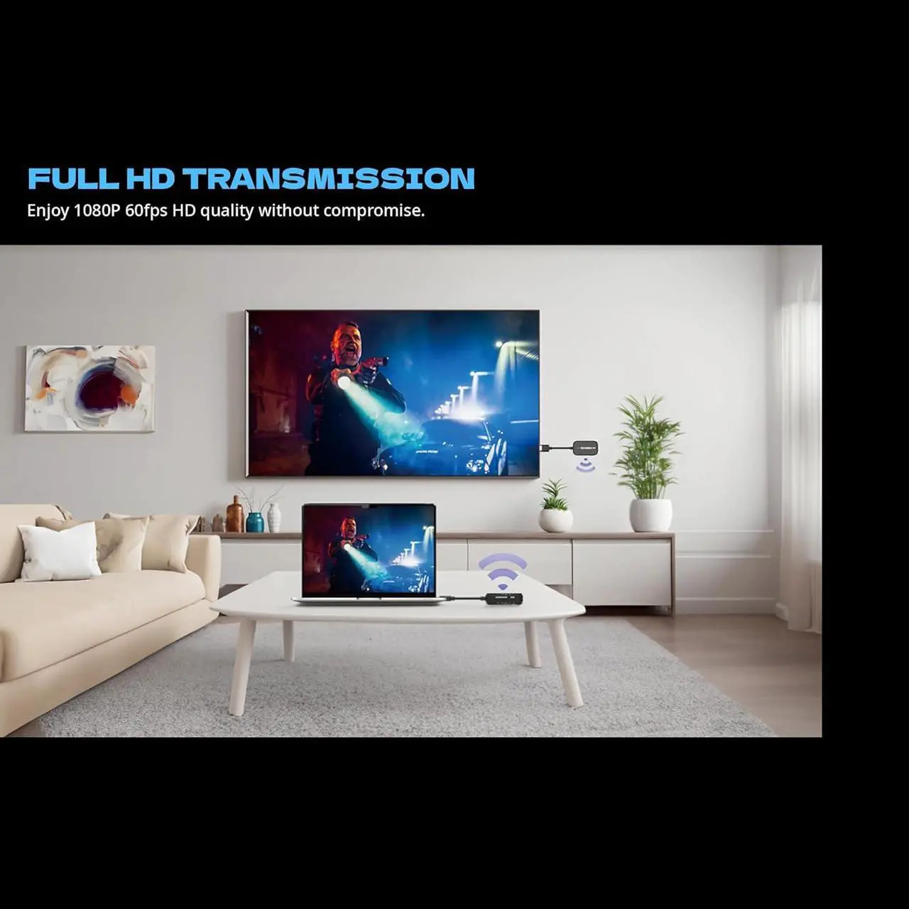 Alt view image 7 of 7 - Wireless HDMI Transmitter and Receiver HDMI Wireless Extender for Streaming Video/Audio to TV/Monitor/Projector from PC/Camera/Laptop AirLink Wireless Dongle HDMI to HDMI Display Adapter