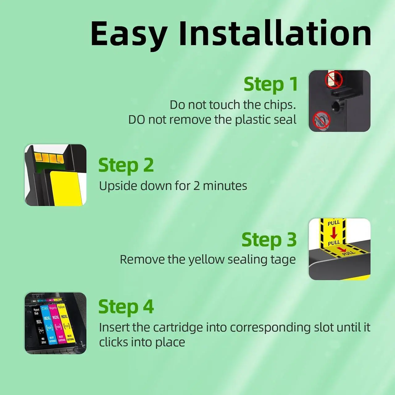 Alt view image 4 of 6 - 950XL 951XL Ink Cartridges Combo Pack Replacement  950 951 Ink Cartridge Use with HP OfficeJet Pro 8600 8610 8620 8110 8630 8660 8640 8615 76DW 251DW Printer 4 Pack