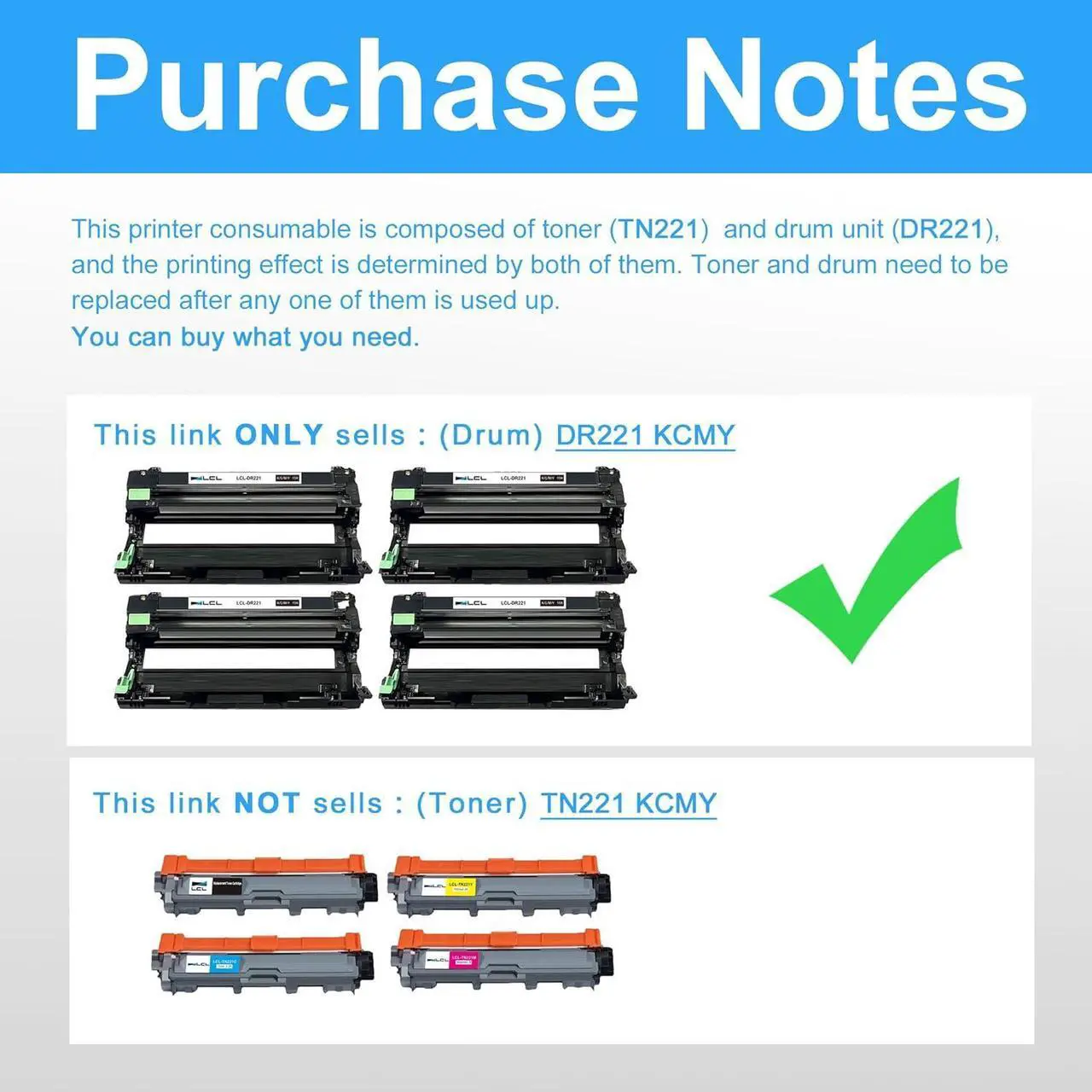 Alt view image 4 of 7 - Compatible Drum Unit Replacement for Printer DR-221 DR221 DR221CL DR-221CL HL-3140CW HL-3142CW HL-3150CDN HL-3150CDW HL-3152CDW HL-3170CW HL-3170CDW HL-3172CDW (4-Pack, Black Cyan Magenta Yellow)