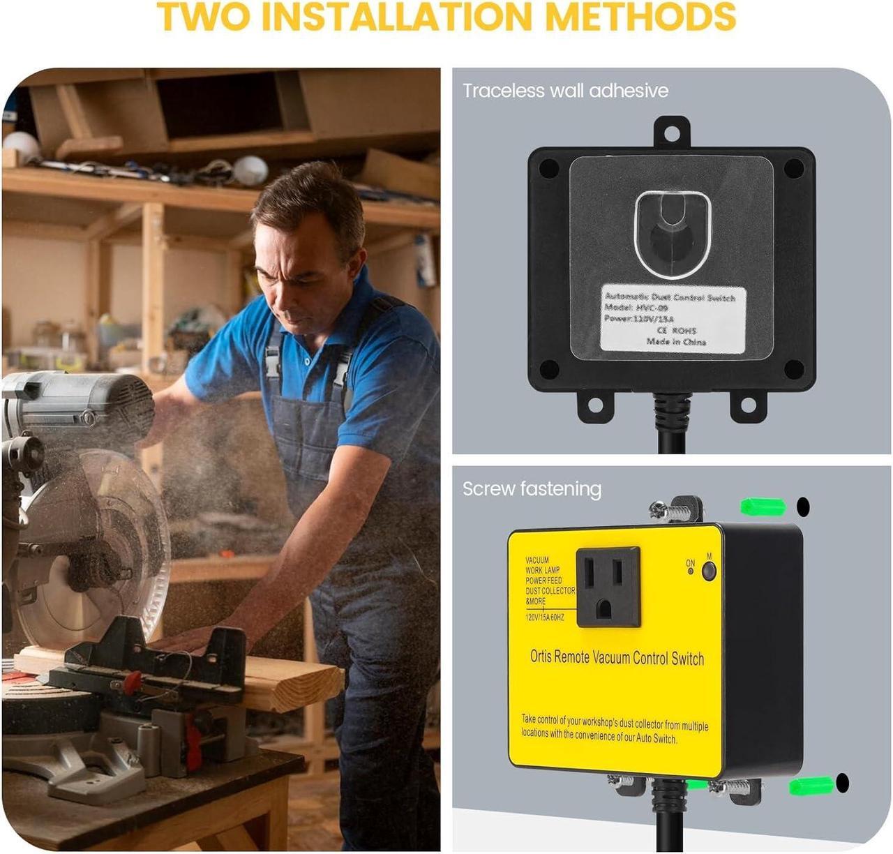 Alt view image 6 of 7 - Collector Remote Switch, Ortis 120V Wireless Remote Switch for Dust Collector, 328FT Wireless Range (Battery Included), Heavy Duty Design, Save Your Time and Energy, Enhance Your Work Safety