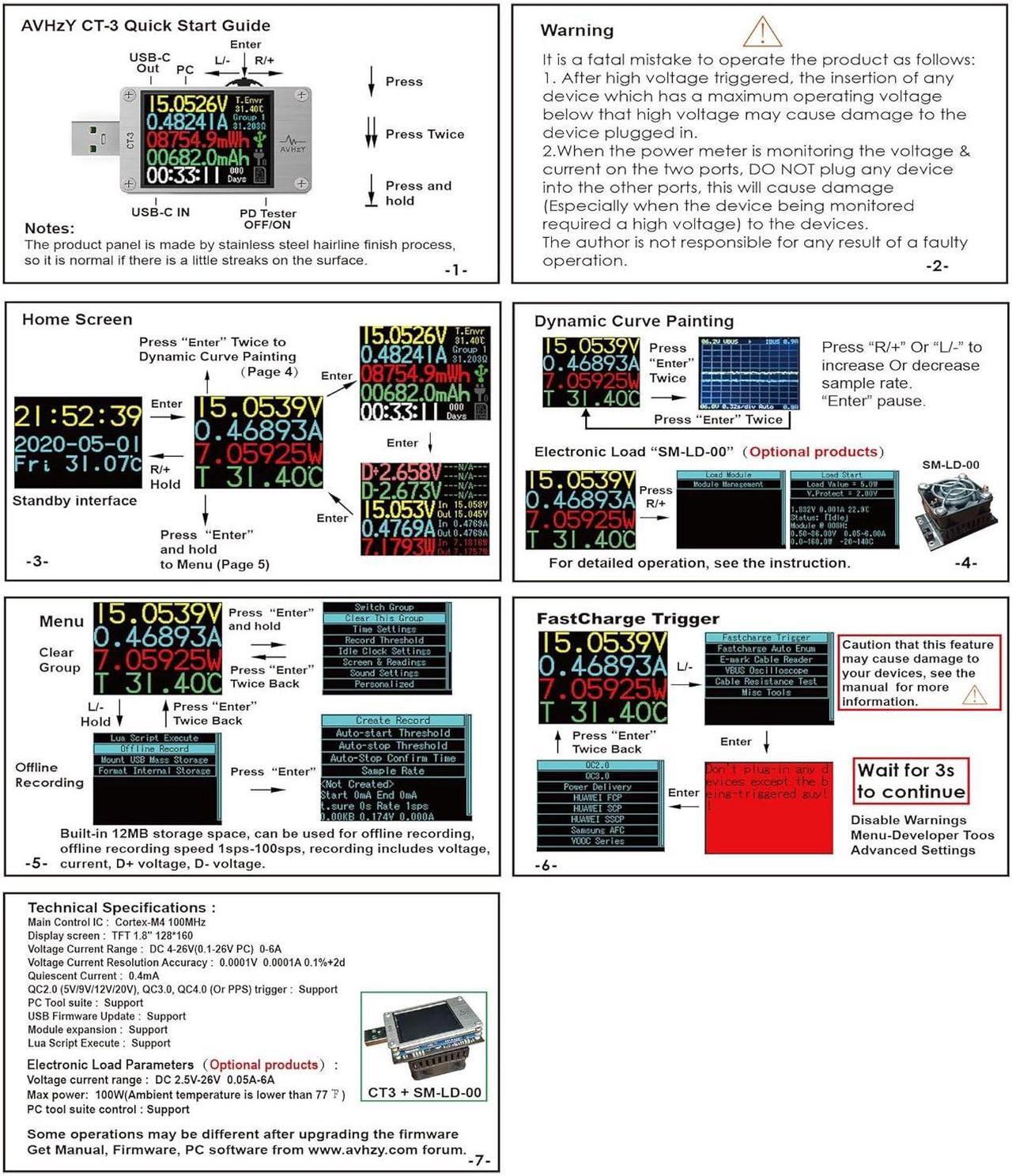 Alt view image 2 of 7 - USB Power Meter USB 3.1 Tester Digital Multimeter Current Tester Voltage Detector Lua Interpreter Integrated DC 26V 6A PD 2.0/3.0 QC 2.0/3.0/4.0 pps Trigge (CT3+SM-LD-00)