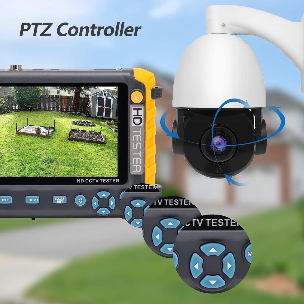 Alt view image 5 of 7 - 5 Inch 4 in 1 CCTV Monitor Tester, AHD/TVI/CVI/CVBS Coaxial Analog Video Monitor Tester, UTP/PTZ Cable Test for 1080P/3MP/4MP/5MP Analog Security Camera, VGA DC12V Output Camera CCTV Tester