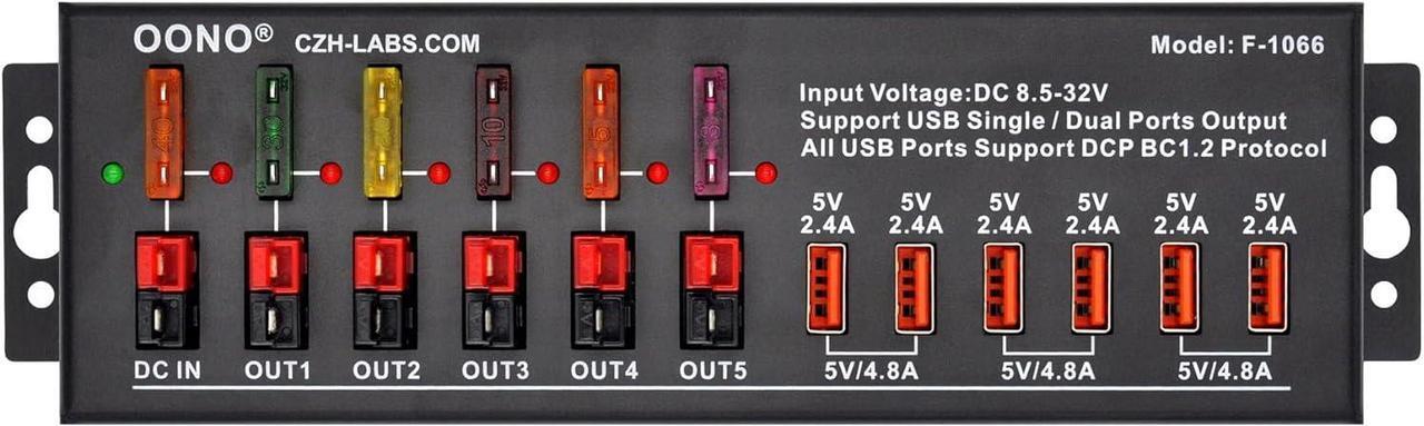 Main image of 40Amp DC Power Splitter Distribution Module, 5 Power Pole Ports and 6 USB Ports Output