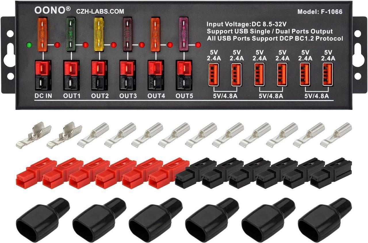 Alt view image 2 of 7 - 40Amp DC Power Splitter Distribution Module, 5 Power Pole Ports and 6 USB Ports Output