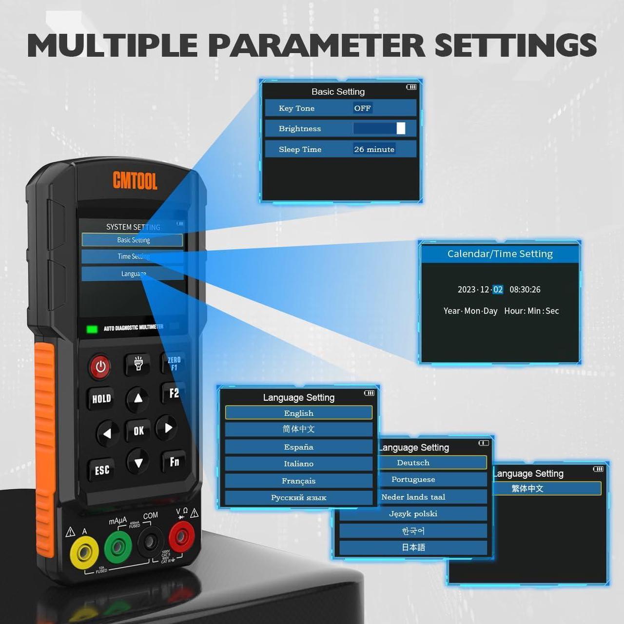 Alt view image 6 of 7 - Digital Multimeter Oscilloscope DC 1000V AC 700V DC AC Current Ohm Volt Amp Meter Voltmeter Automotive Multimeter Tester with Auto Ranging Multi Meter Rechargeable Voltage Tester Multimeter Kit