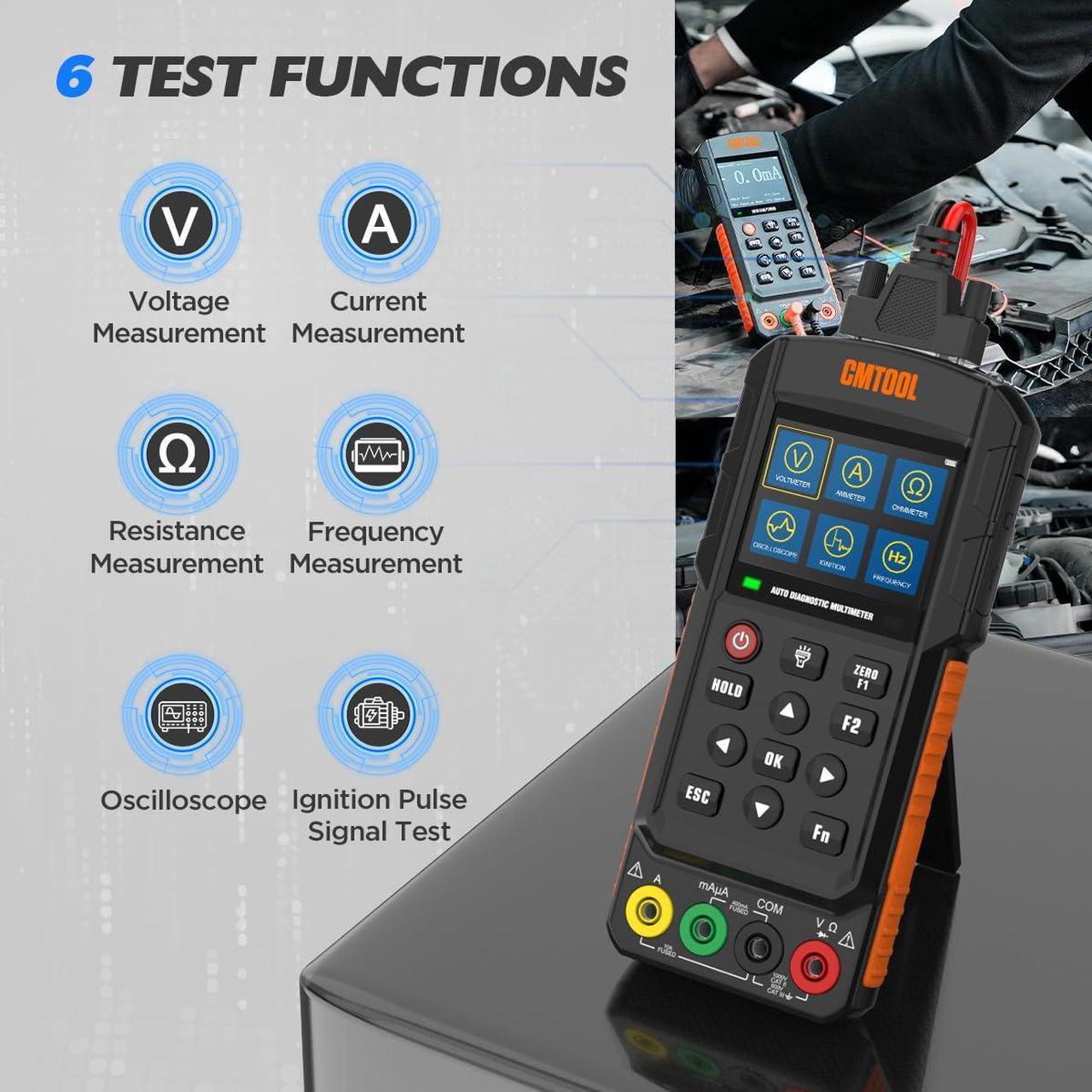 Alt view image 2 of 7 - Digital Multimeter Oscilloscope DC 1000V AC 700V DC AC Current Ohm Volt Amp Meter Voltmeter Automotive Multimeter Tester with Auto Ranging Multi Meter Rechargeable Voltage Tester Multimeter Kit