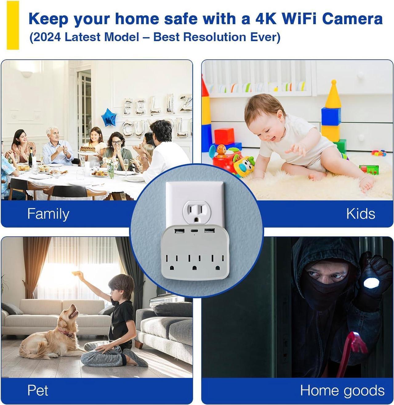 Alt view image 2 of 6 - 4K Ultra HD WiFi Hidden Camera for Home Security Indoor, Wireless Small Cameras Cams Nanny Cam, Phone App, Motion Detection Alarm, SD Card, NO Audio, MW11