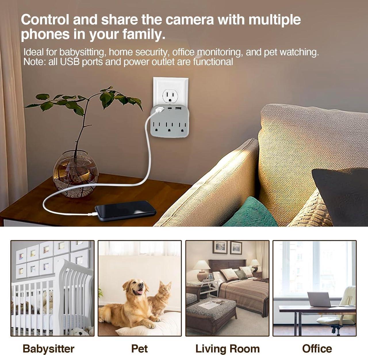 Alt view image 6 of 6 - 4K Ultra HD WiFi Hidden Camera for Home Security Indoor, Wireless Small Cameras Cams Nanny Cam, Phone App, Motion Detection Alarm, SD Card, NO Audio, MW11