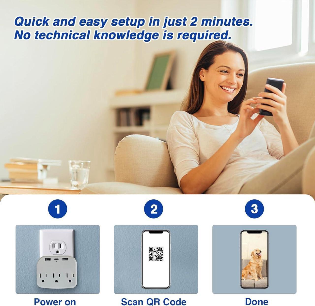 Alt view image 5 of 6 - 4K Ultra HD WiFi Hidden Camera for Home Security Indoor, Wireless Small Cameras Cams Nanny Cam, Phone App, Motion Detection Alarm, SD Card, NO Audio, MW11