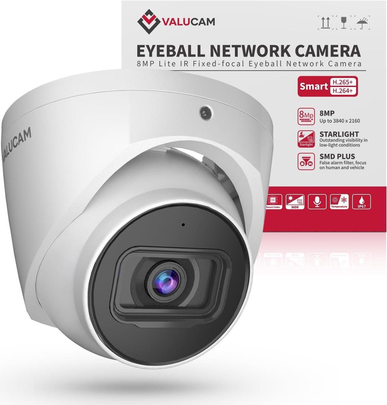 Main image of 8MP IP Camera, DMSS/SmartPSS Lite, 4K PoE Turret Outdoor Starlight Camera with Mic, Human/Vehicle Detection, IVS, Intrusion Tripwire Alarm, 2.8mm 125°Wide Angle, Metal IP67, H265+, 256GB