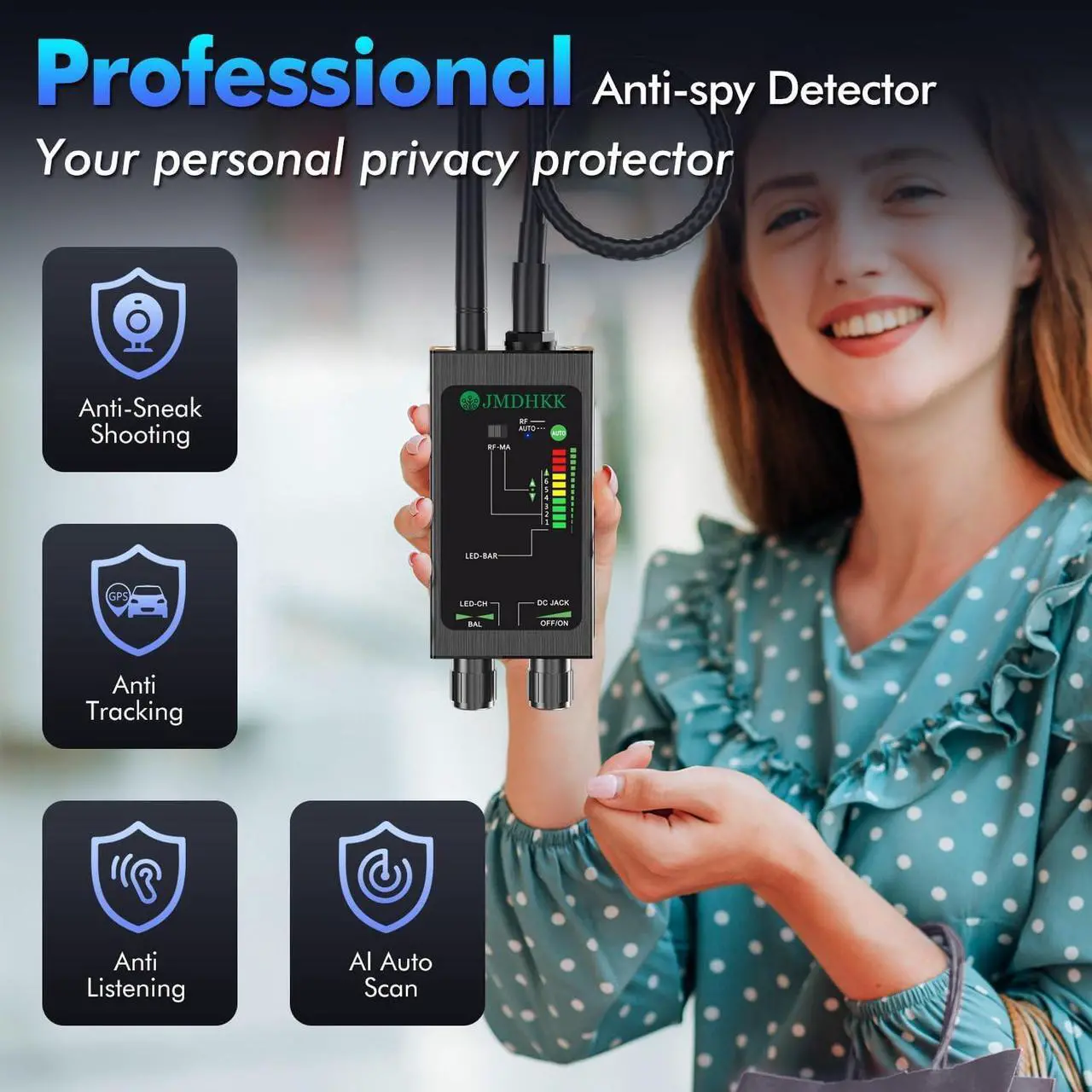 Alt view image 2 of 7 - Hidden Camera detectors,Anti spy Detector,RF Detector, GPS Detector Anti Tracking Strong Magnetic Detector for GPS Tracker Hidden Camera Finder Listening Device in Office, car, Meeting