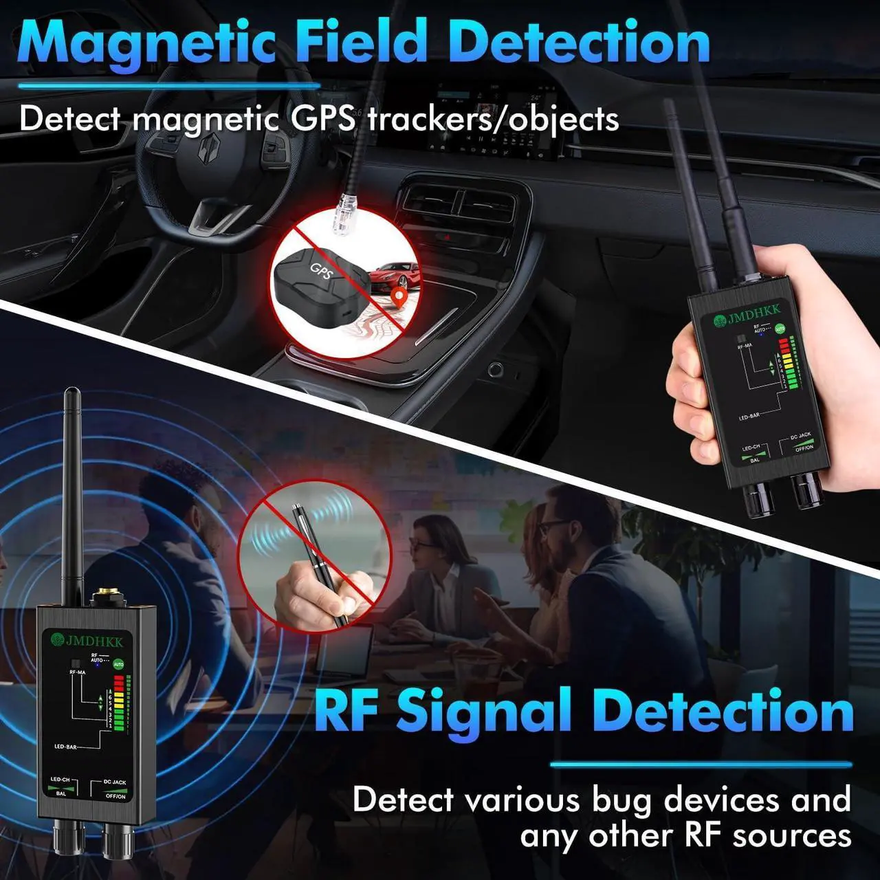 Alt view image 4 of 7 - Hidden Camera detectors,Anti spy Detector,RF Detector, GPS Detector Anti Tracking Strong Magnetic Detector for GPS Tracker Hidden Camera Finder Listening Device in Office, car, Meeting
