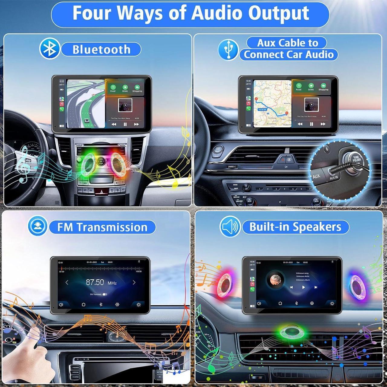 Alt view image 4 of 7 - Portable Newest Wireless  CarPlay and Android Auto Screen for Car, 7" HD Touch Screen Car Stereo with Mirror Link, Bluetooth 5.2, Backup Camera, AUX,FM Transmitter for All Vehicle