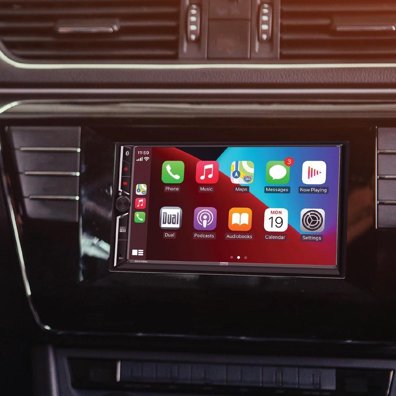 Alt view image 6 of 7 - Dual Electronics DCA73W 7-inch Certified  CarPlay Android Auto Wired or Wireless | Double DIN Touchscreen Car Stereo Radio | Bluetooth | Backup Camera Input | USB Playback & Charge