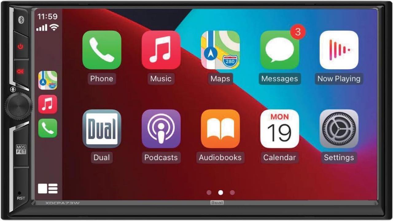 Main image of Dual Electronics DCA73W 7-inch Certified  CarPlay Android Auto Wired or Wireless | Double DIN Touchscreen Car Stereo Radio | Bluetooth | Backup Camera Input | USB Playback & Charge