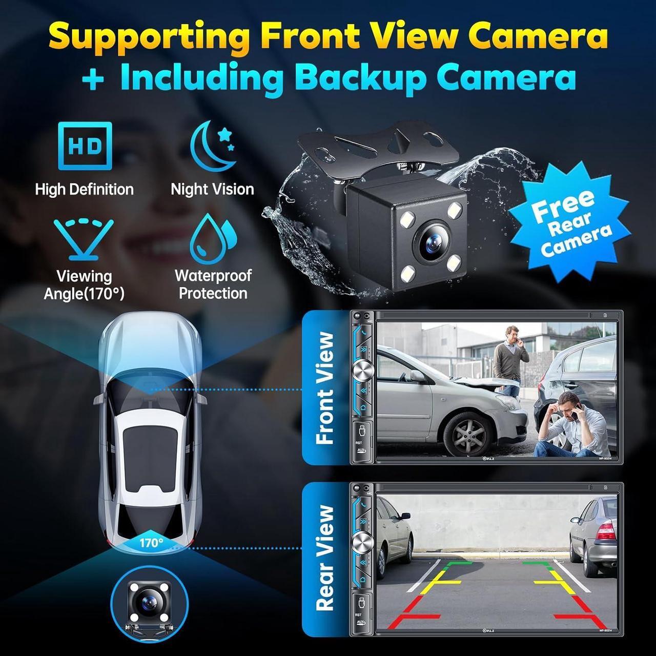 Alt view image 5 of 7 - Wireless Double Din Car Stereo  Carplay Radio Screen for Car Audio Receivers, Bluetooth 5.3 Car Play Android Auto Touchscreen, 240W 4.2 CHN 2 Subwoofers Outputs, Backup Camera, SWC, FM/AM