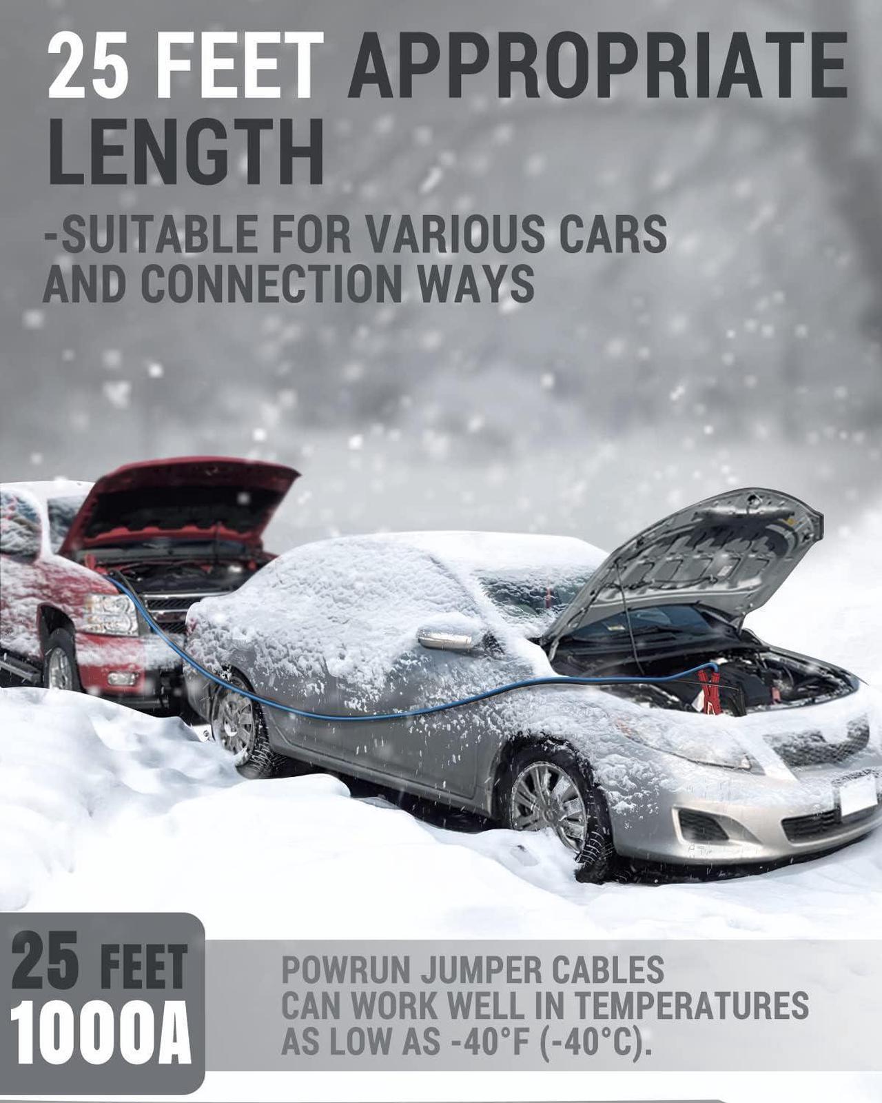 Alt view image 4 of 7 - P025 Jumper Cables for 12/24V Car Battery, 1000A Heavy Duty Booster Cables with Carrying Bag, Jumper Cables Kit for Vehicles with up to 8.0 L Gas and 6.0L Diesel Engines