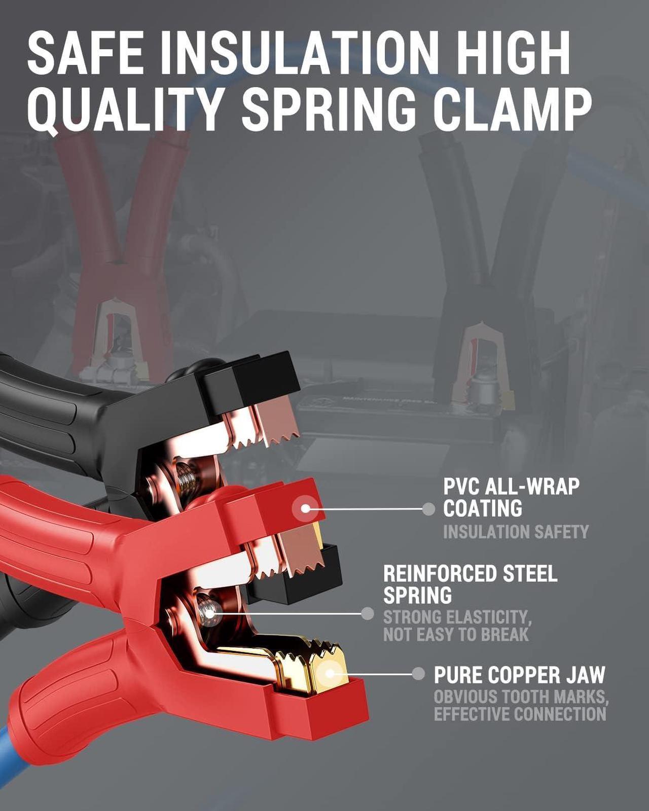 Alt view image 2 of 7 - P025 Jumper Cables for 12/24V Car Battery, 1000A Heavy Duty Booster Cables with Carrying Bag, Jumper Cables Kit for Vehicles with up to 8.0 L Gas and 6.0L Diesel Engines