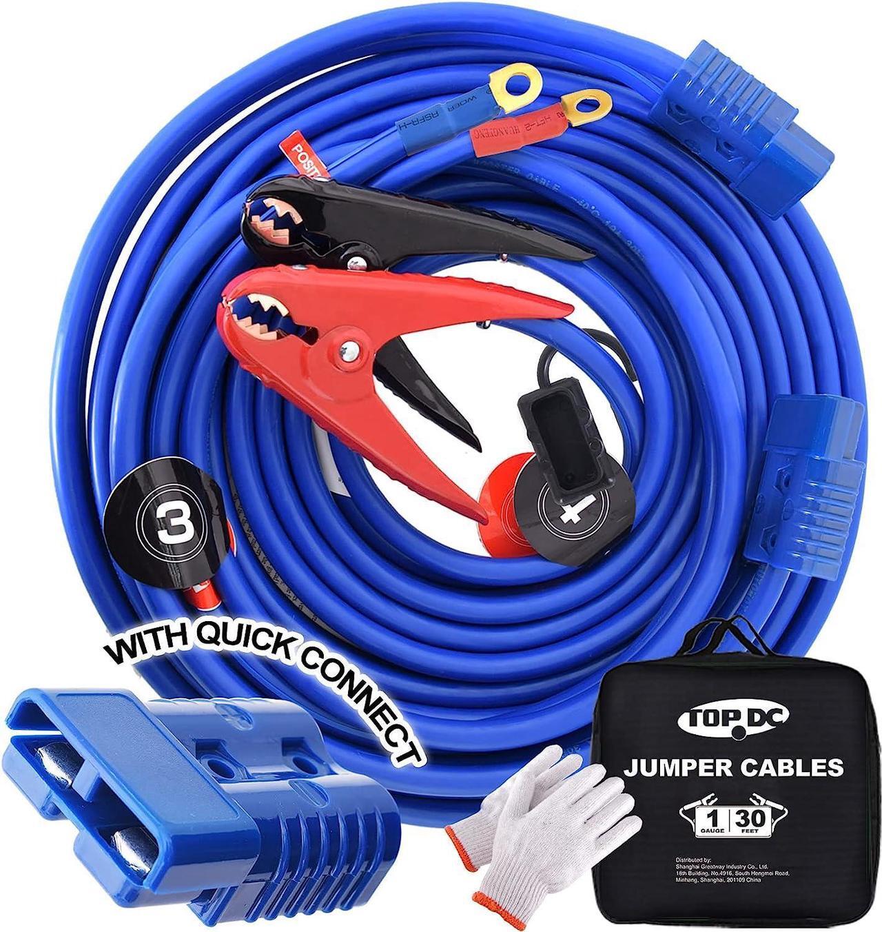 Main image of Quick Connect Plug Jumper Cables,1 Gauge 30 Feet 800A Booster Cables with UL-Listed Clamps, Heavy Duty Automotive Booster Jumper Cables for Car, SUV and Trucks with Carry Bag(TD-S02P0130)