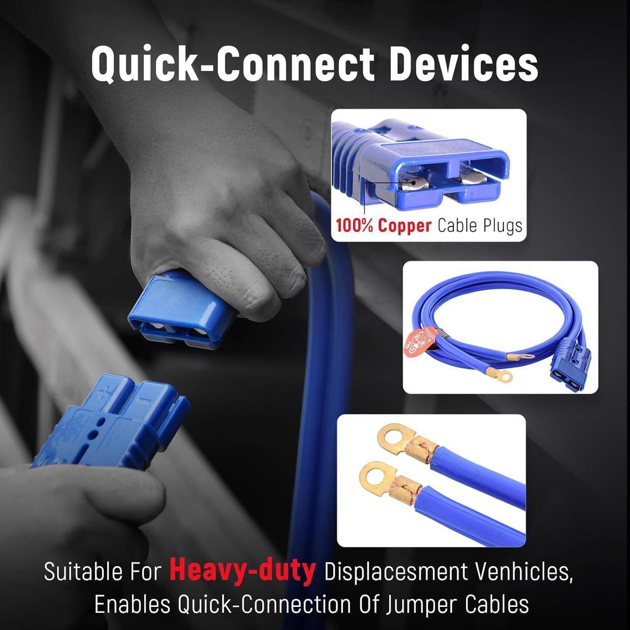 Alt view image 4 of 7 - Quick Connect Plug Jumper Cables,1 Gauge 30 Feet 800A Booster Cables with UL-Listed Clamps, Heavy Duty Automotive Booster Jumper Cables for Car, SUV and Trucks with Carry Bag(TD-S02P0130)