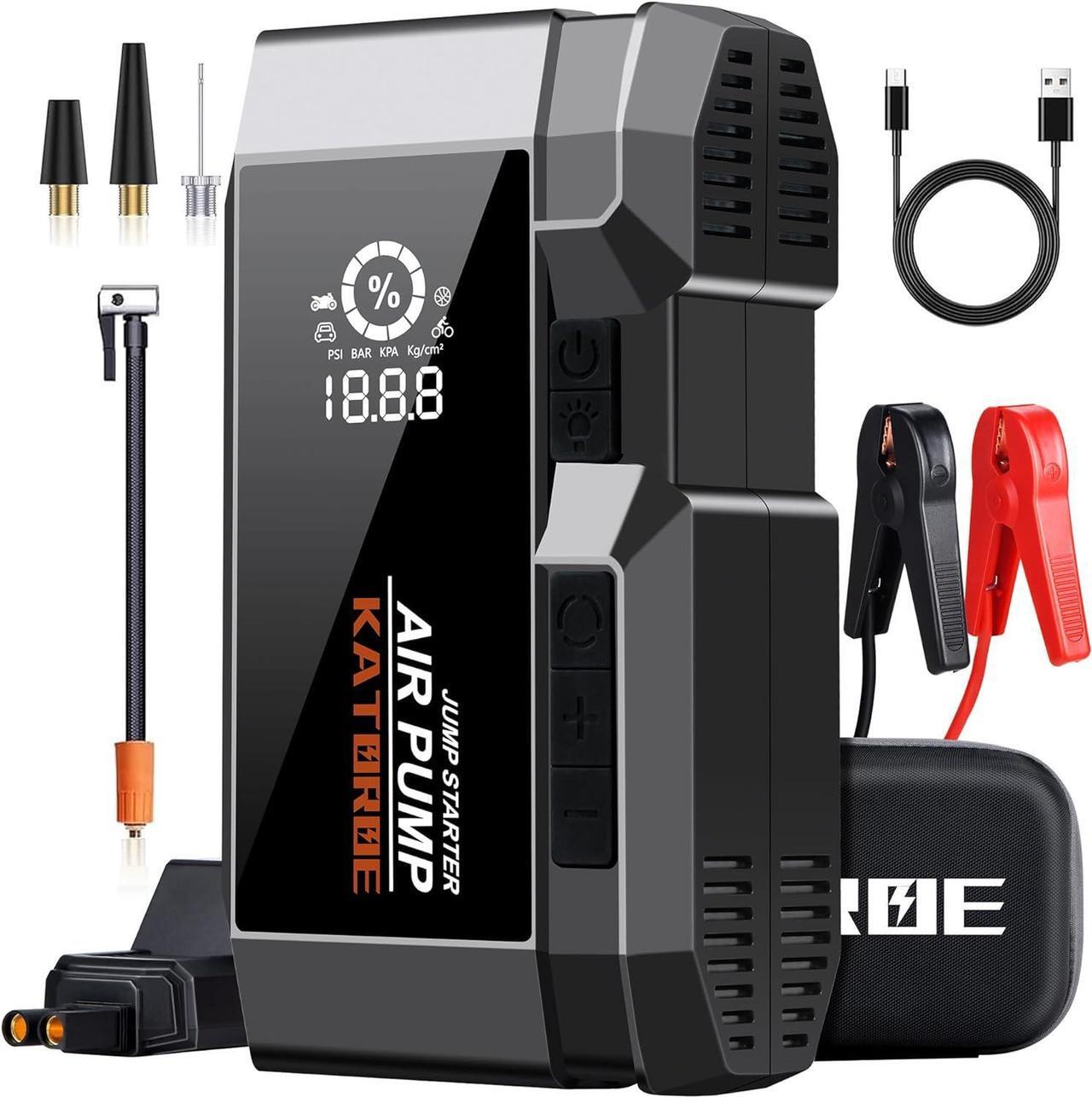 Main image of Q17 Car Jump Starter with Air Compressor,4000A 160 PSI Portable Jump Starter Battery Pack (10.0L Gas/8.0L Diesel), with QC 3.0,Large Display, 3 Modes Flashlight and Jumper Cable Silver