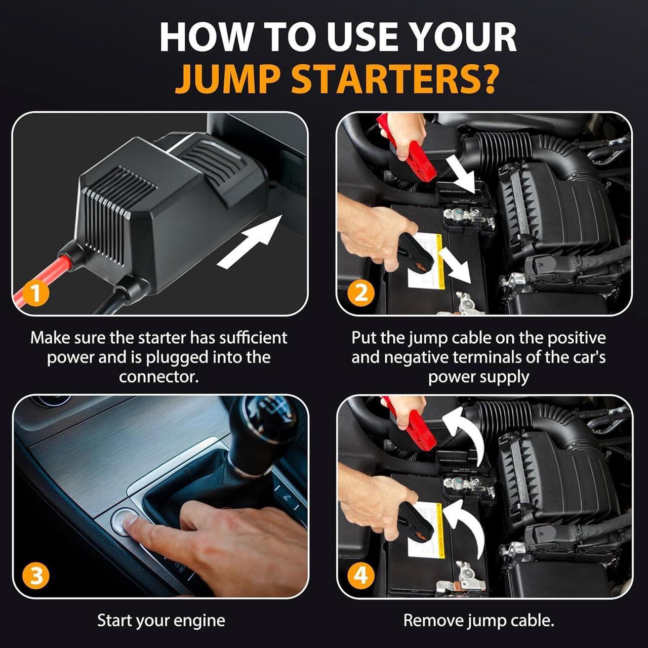 Alt view image 7 of 7 - Q17 Car Jump Starter with Air Compressor,4000A 160 PSI Portable Jump Starter Battery Pack (10.0L Gas/8.0L Diesel), with QC 3.0,Large Display, 3 Modes Flashlight and Jumper Cable Silver