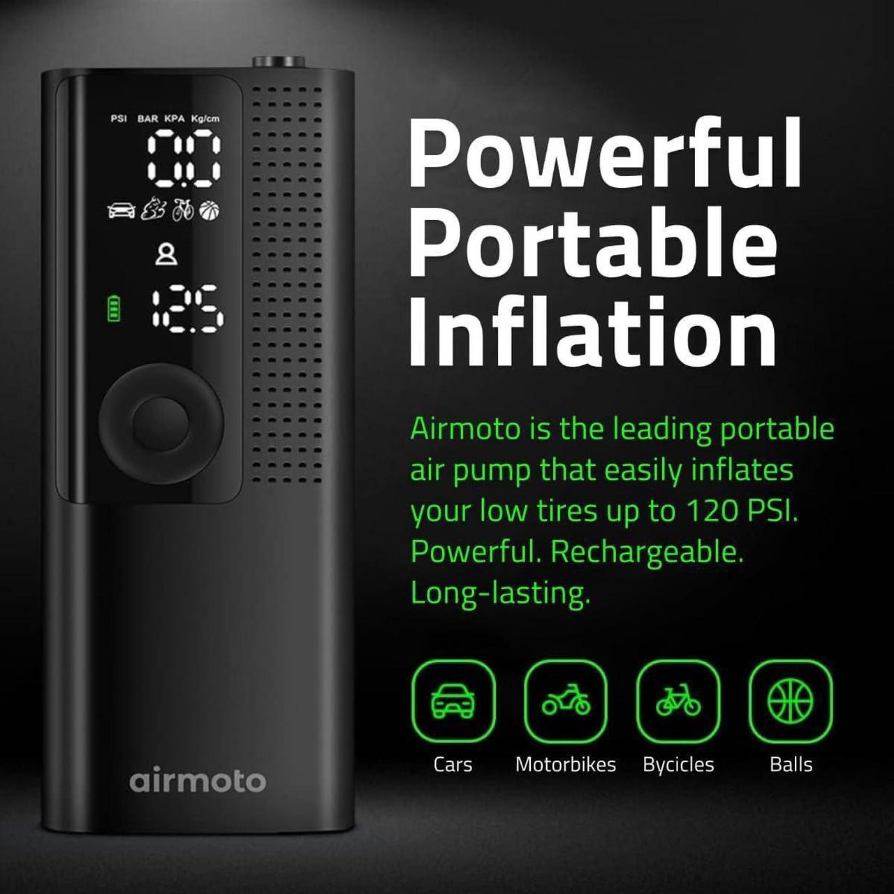 Alt view image 2 of 7 - Tire Inflator Portable Air Compressor - Air Pump for Car Tires with Tire Pressure Gauge (120 PSI) - One Click Smart Pump Tire Inflator for Car, Motorcycle, Bicycle and More  3-Pack