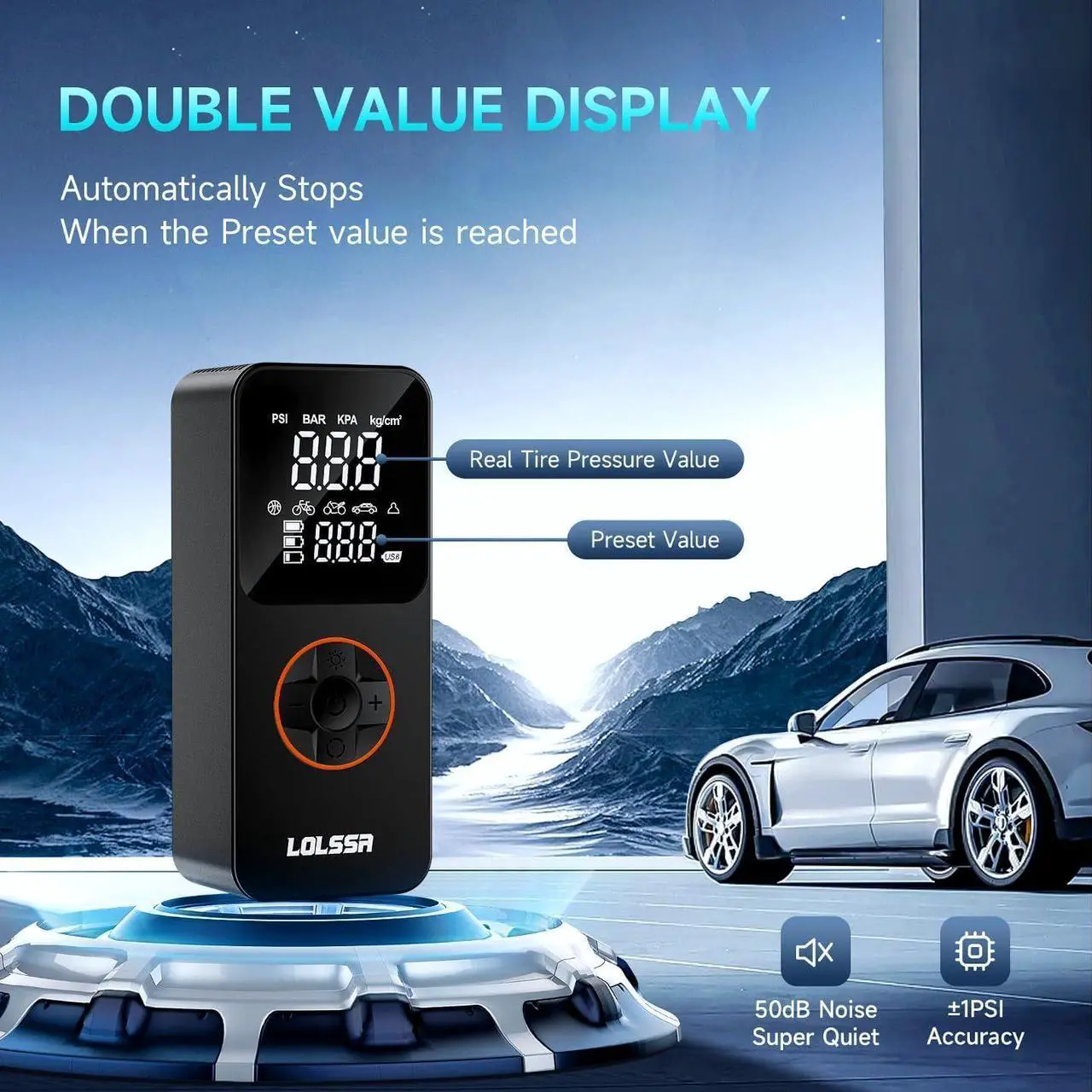Alt view image 3 of 4 - Tire Inflator Portable Air Compressor-Air Pump 20000mAh & 150PSI Cordless Electric for Car, Motorcycle, Bike, Ball, with Tire Gauge Pressure, Dual-Use Type (Black)