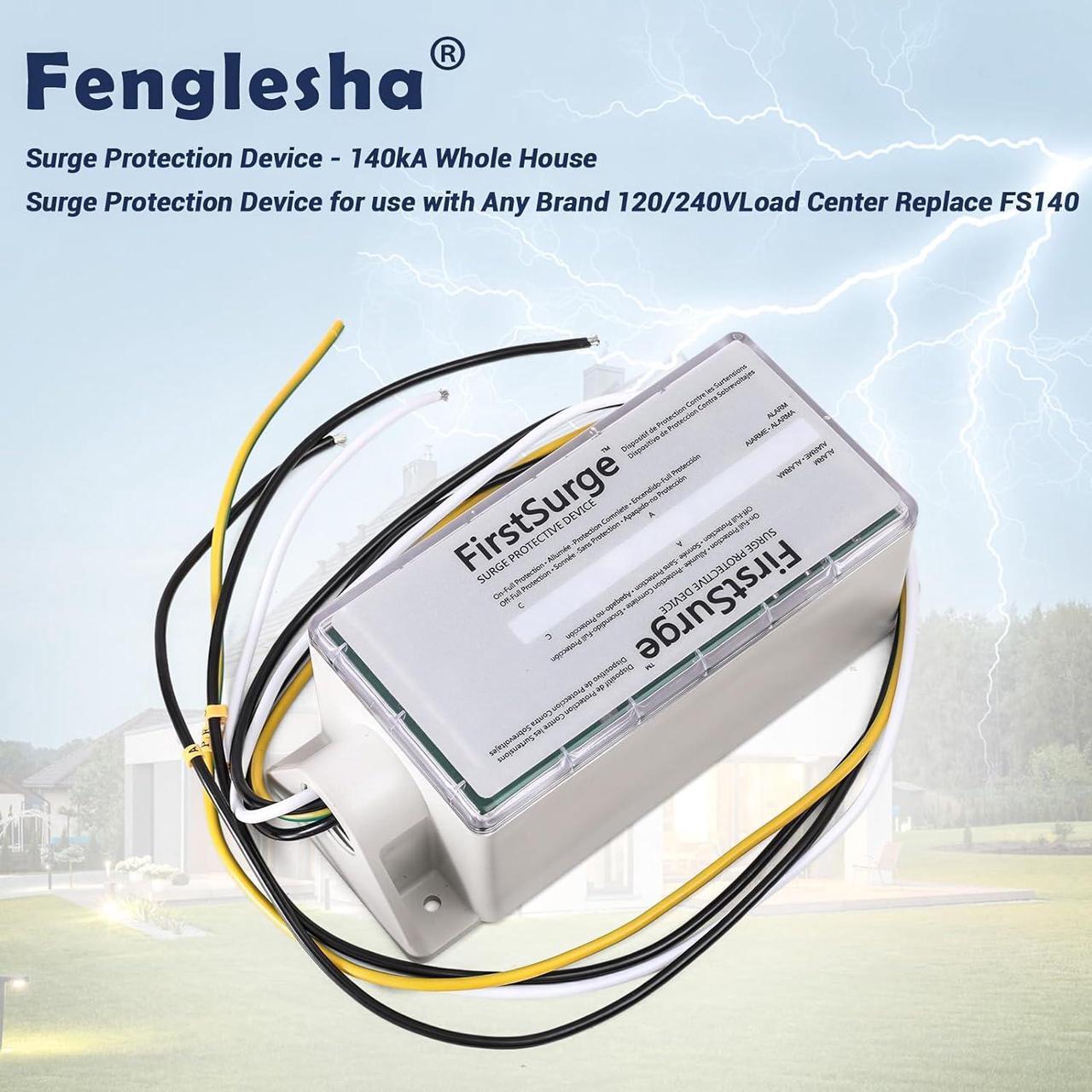 Alt view image 2 of 7 - Fenglesha Surge Protection Device - 140kA Whole House Surge Protection Device for use with Any Brand 120/240V Load Center Replace FS140