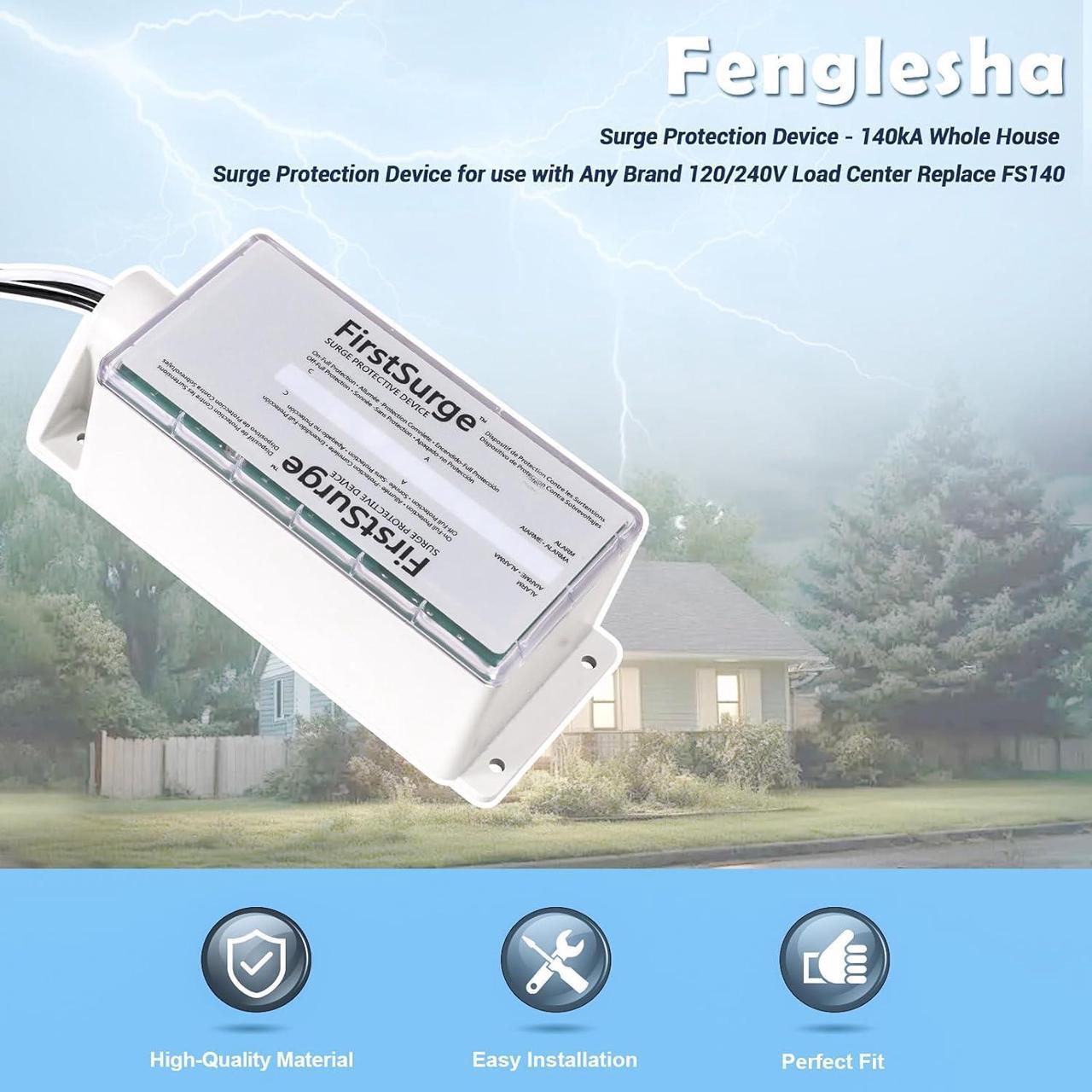 Alt view image 3 of 7 - Fenglesha Surge Protection Device - 140kA Whole House Surge Protection Device for use with Any Brand 120/240V Load Center Replace FS140
