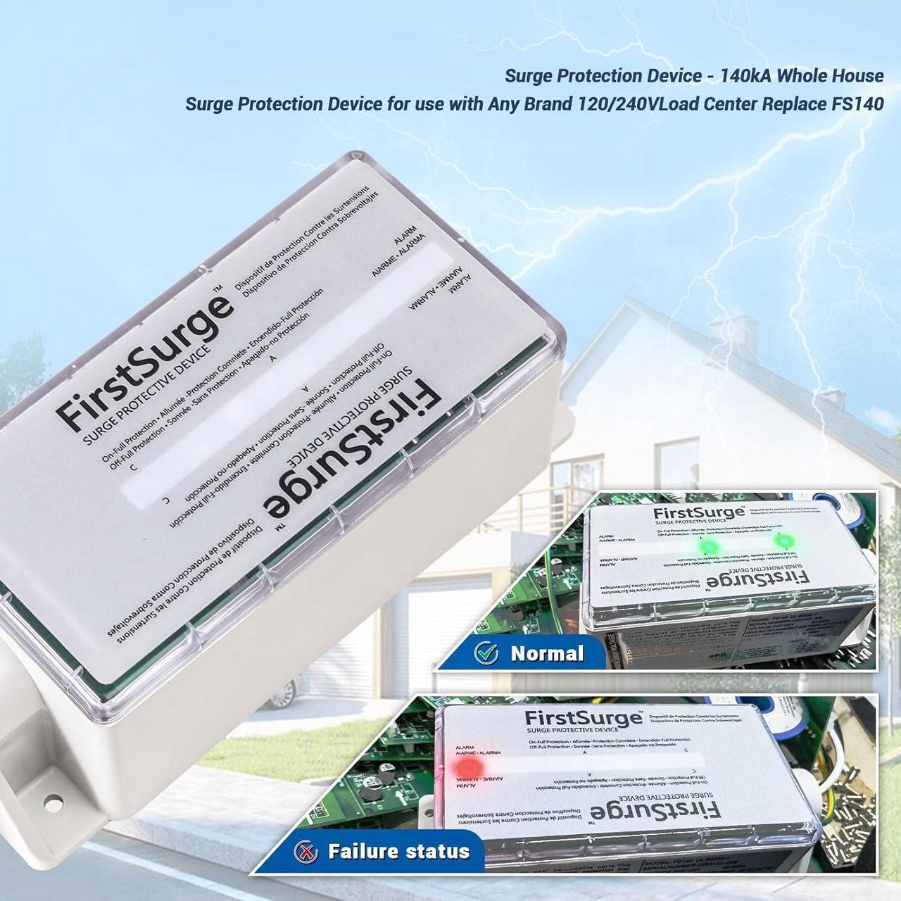 Alt view image 4 of 7 - Fenglesha Surge Protection Device - 140kA Whole House Surge Protection Device for use with Any Brand 120/240V Load Center Replace FS140