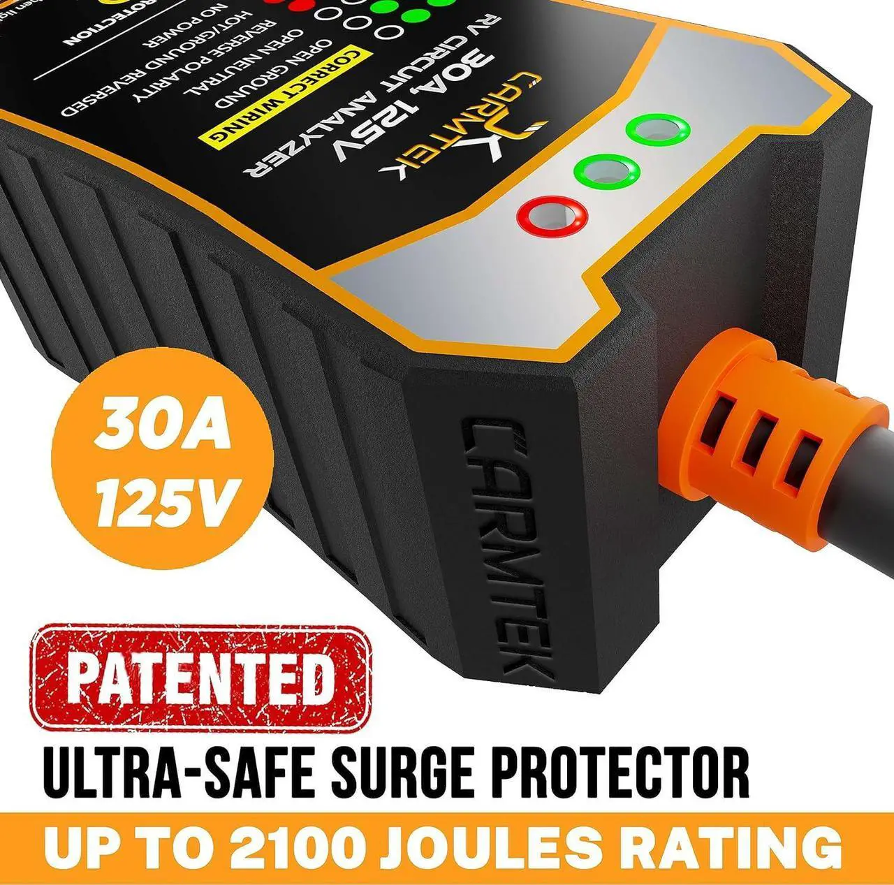 Alt view image 2 of 6 - RV Surge Protector 50 Amp - RV Circuit Analyzer with Integrated Surge Protection - Smart 50 Amp Surge Voltage Defender with Grip Handles