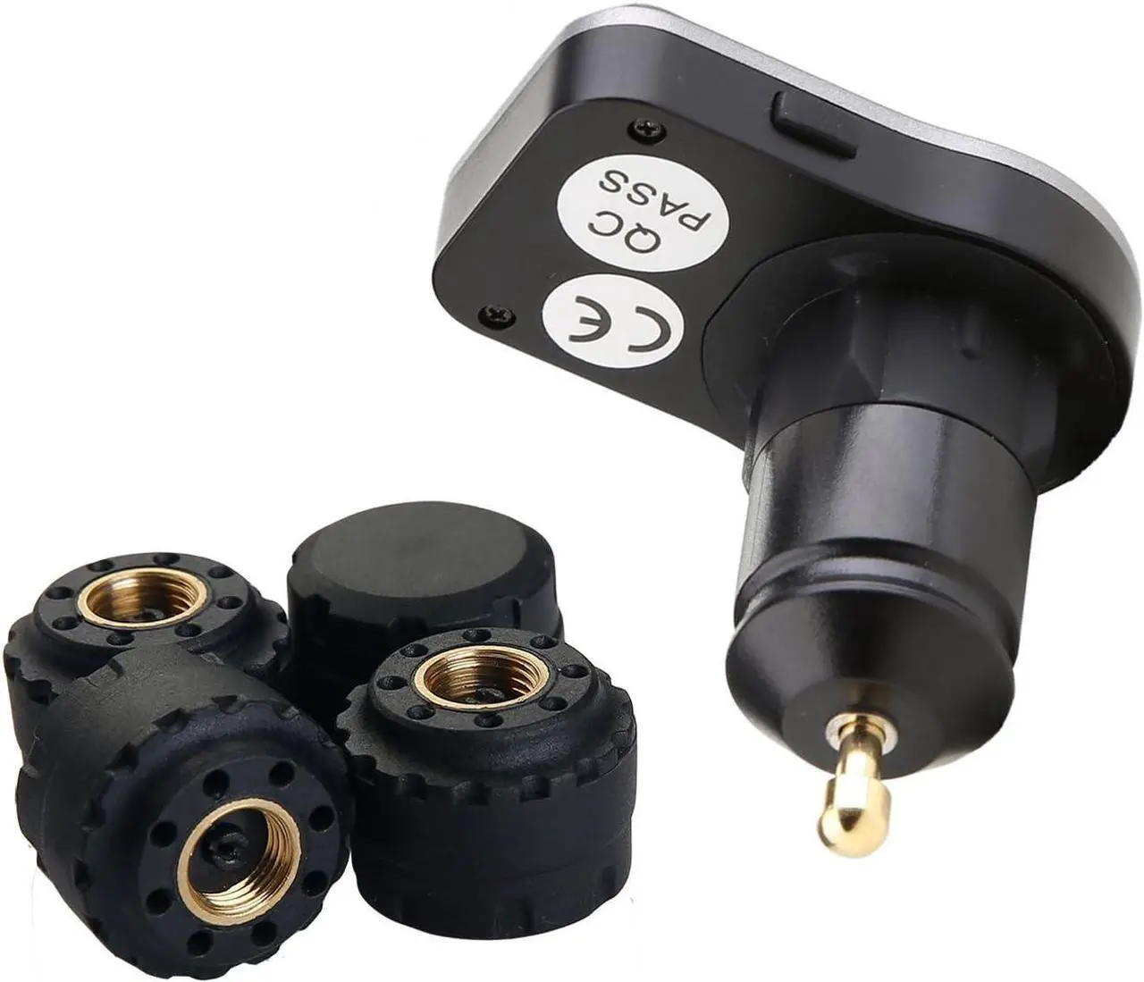 Alt view image 3 of 7 - Wireless Tire Pressure Monitoring System (TPMS) for Small Size 4-tire Vehicles, Including 4 External Cap sensors (0-87PSI)
