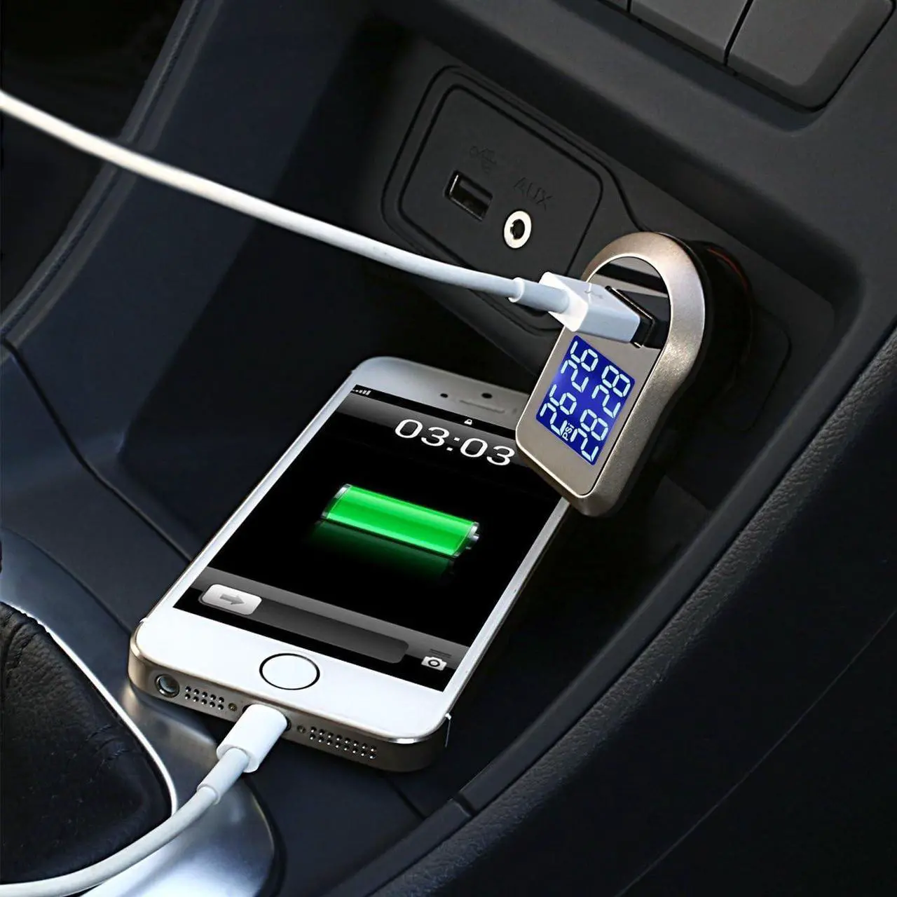 Alt view image 5 of 7 - Wireless Tire Pressure Monitoring System (TPMS) for Small Size 4-tire Vehicles, Including 4 External Cap sensors (0-87PSI)