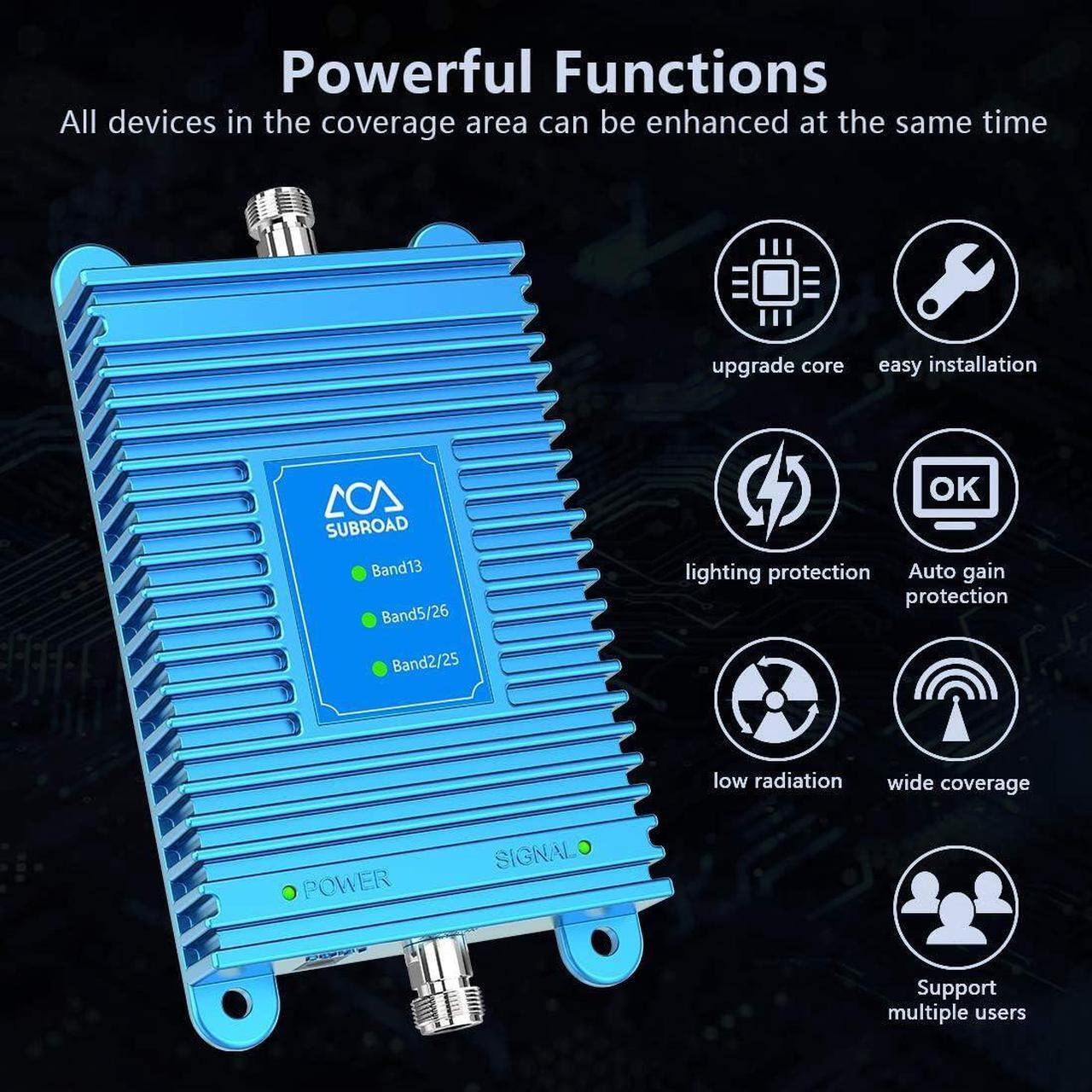 Alt view image 2 of 7 - 2/5/13/25/26 Cell Phone Signal Booster for Home Subroad Cellular Signal Amplifier Repeater, 5G Support,Cell Booster Support AT;T, Verizon, Sprint & More, Boost GSM, CDMA, 4G LTE 5G Voice and Data