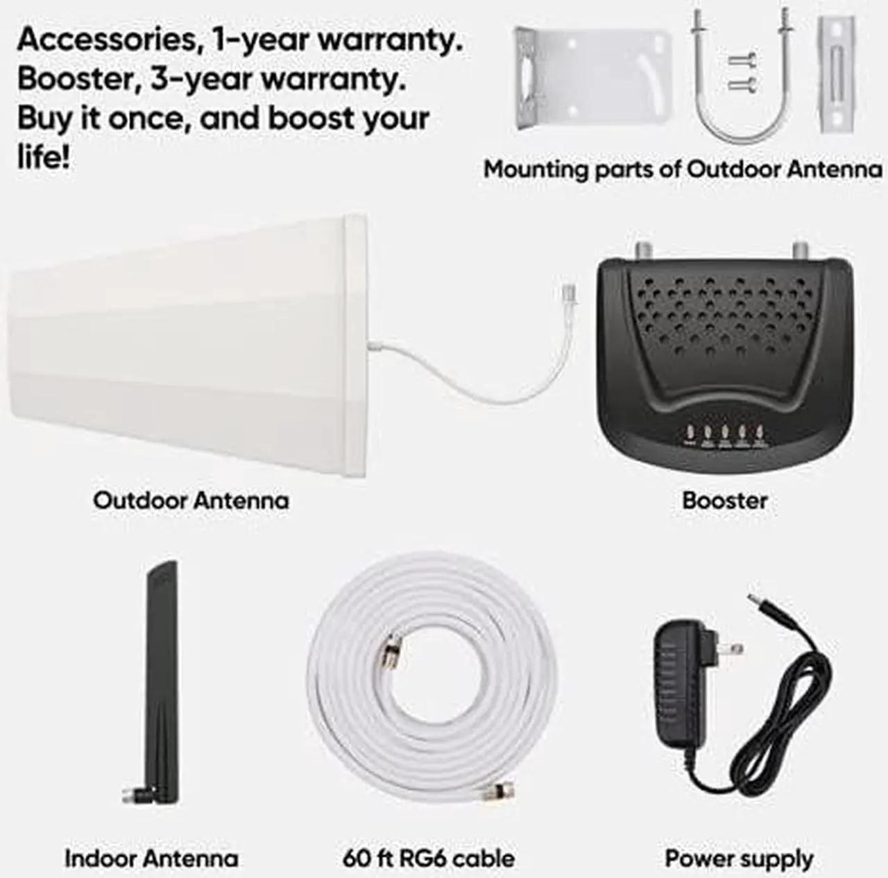 Alt view image 7 of 7 - Cell Phone Signal Booster Kit, Suitable for All U.S. Carriers -Compatible with Verizon, AT&T, T-Mobile, Sprint & More, Cell Phone Booster for Home Up to 2,000 sq. ft. Signal Booster