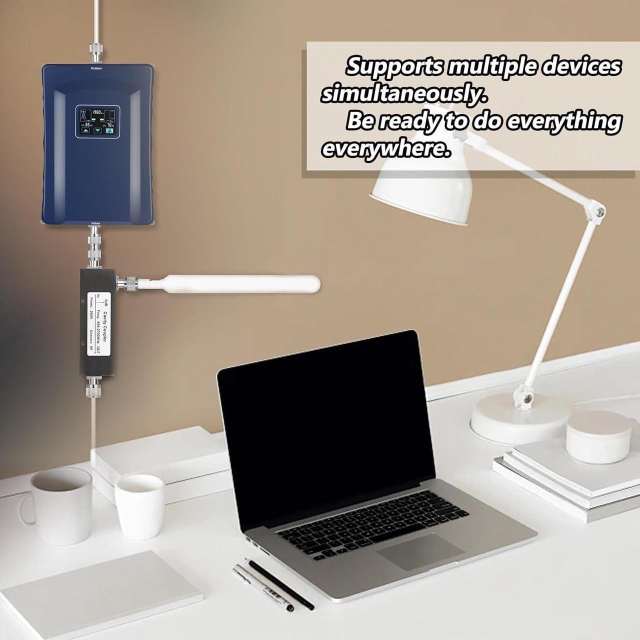 Alt view image 4 of 6 - Cell Phone Booster for Home and Office, Cell Phone Signal Booster with 2 Indoor Antennasup to 6500 sq ftBoosts 4G 5G LTE Data for All U.S. Carriers for Band 66/2/4/5/12/17/13/25 FCC Approved