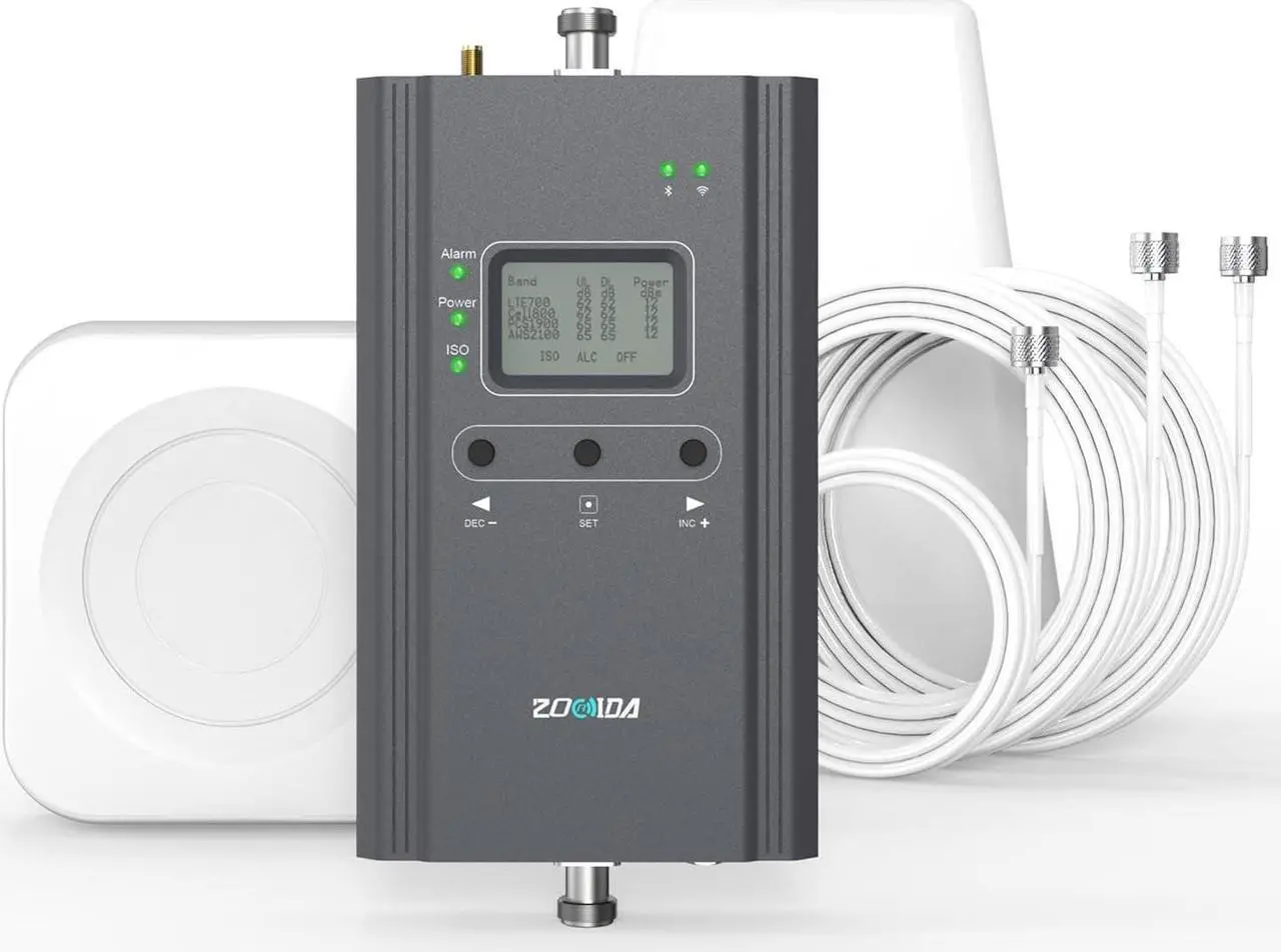 Main image of Cell Phone Signal Booster for Home and Office, Boosts All US Carriers 5G 4G LTE Signal Up to 4,000 sq ft for Verizon AT&T T-Mobile etc, Cell Phone Booster with LCD & APP FCC Approved