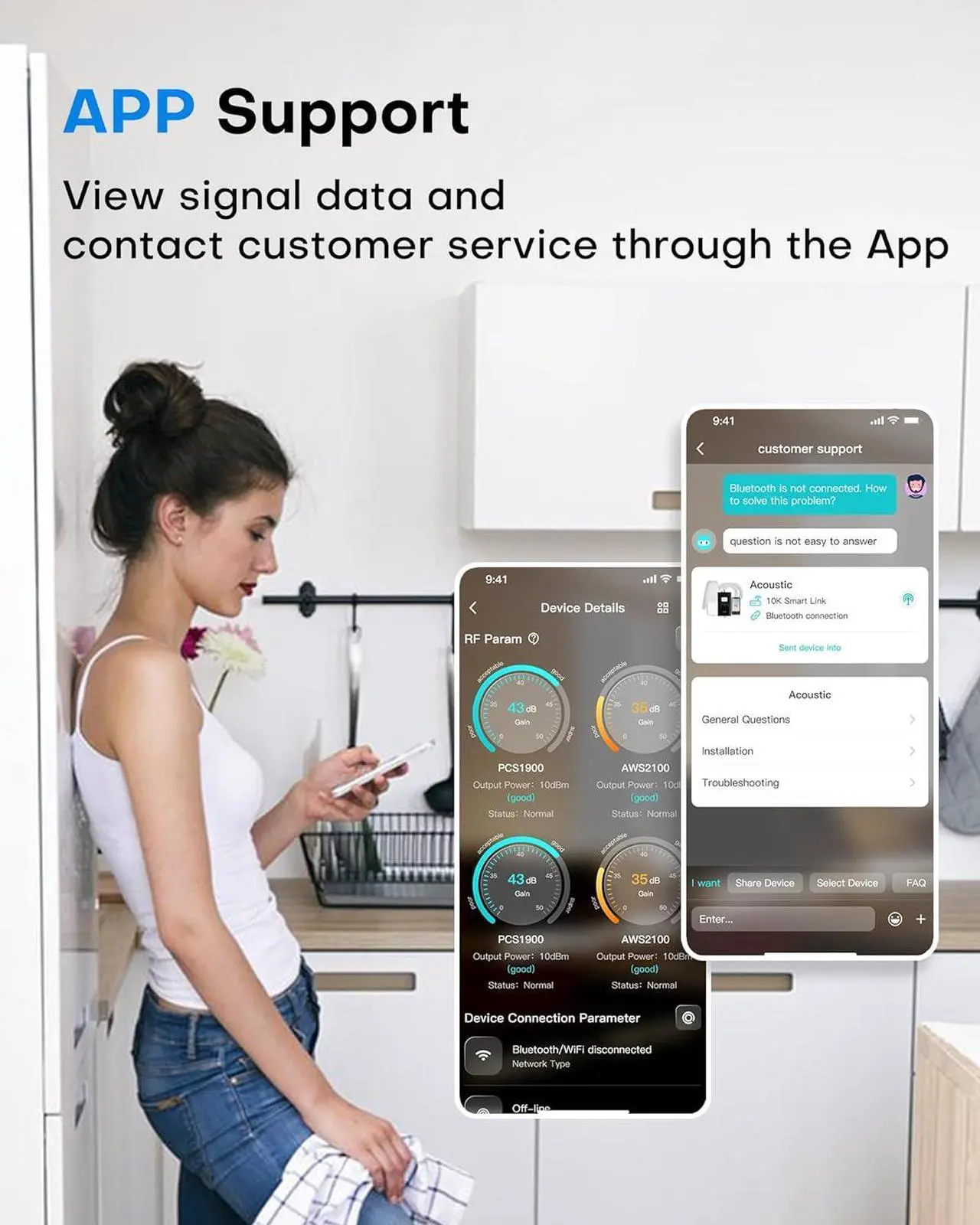 Alt view image 7 of 7 - Cell Phone Signal Booster for Home and Office, Boosts All US Carriers 5G 4G LTE Signal Up to 4,000 sq ft for Verizon AT&T T-Mobile etc, Cell Phone Booster with LCD & APP FCC Approved