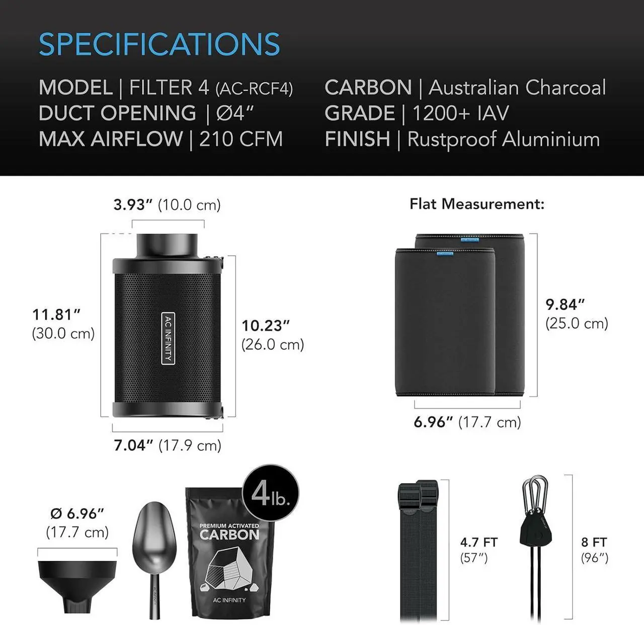 Alt view image 7 of 7 - Refillable Carbon Filter Kit 4 with Additional Refill, Odor Removal Air Scrubber For 4" Inline Fan and Ducting, Reusable Charcoal Filter for Grow Tent Grow Room Hydroponics