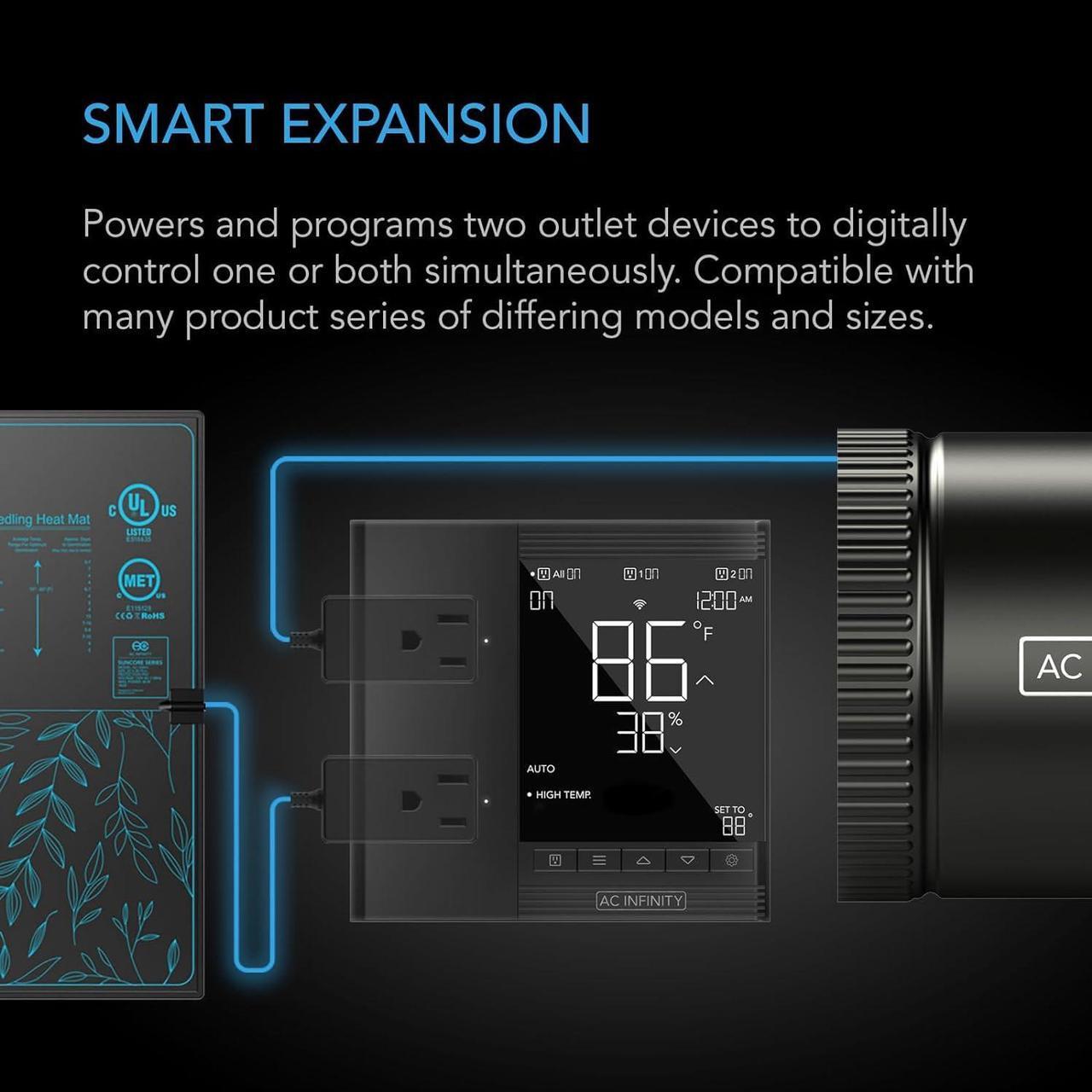 Alt view image 5 of 7 - Controller 75, Smart Outlet Controller, with Temperature, Humidity, Timer, Cycle, Schedule Controls, Desktop Digital Thermostat for Heat Mat, Seedling Germination, and Propagation