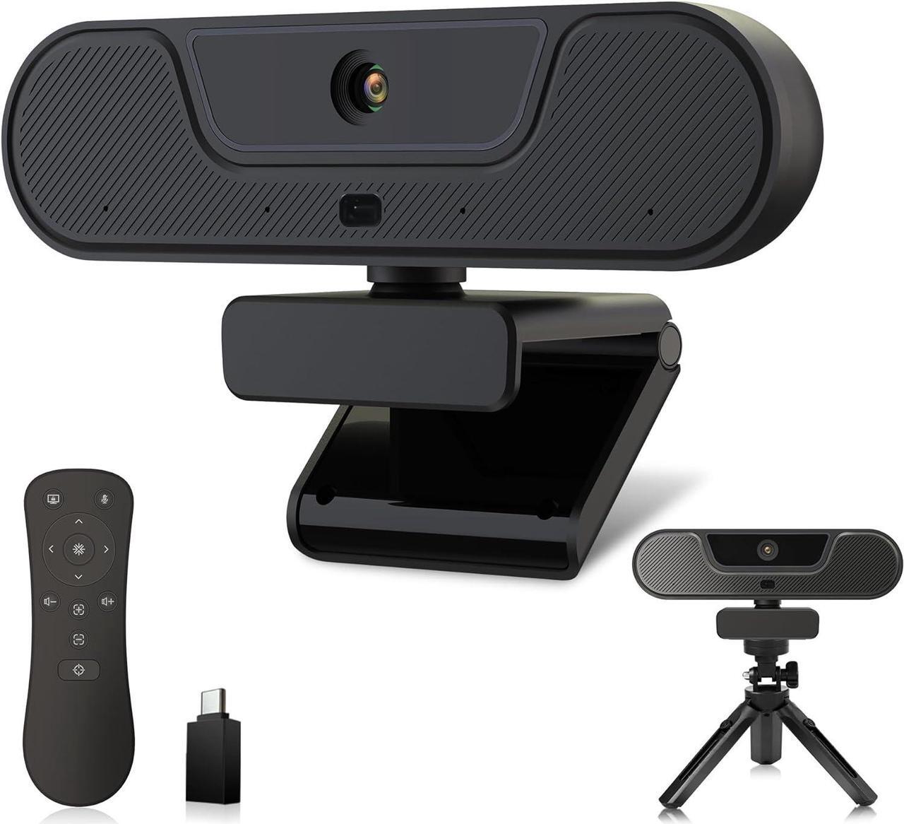 Main image of 4K Webcam, UHD PTZ PC Camera with Speaker and 4 Microphones, Supporting Remote Control, Digital Zoom, Autofocus, Privacy Cover and Tripod, for Video Calls and Conferences and Live Streaming