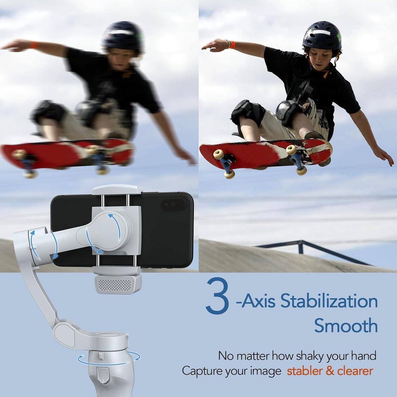 Alt view image 3 of 7 - Phone Gimbal with Adjustable Fill LightGimbal Stabilizer for Smartphone, Phone Stabilizer for Video Recording, Gimbal for Android &iPhoneTikTok YouTube Vloging kit-JCROBOT iSleeky L7C Plus