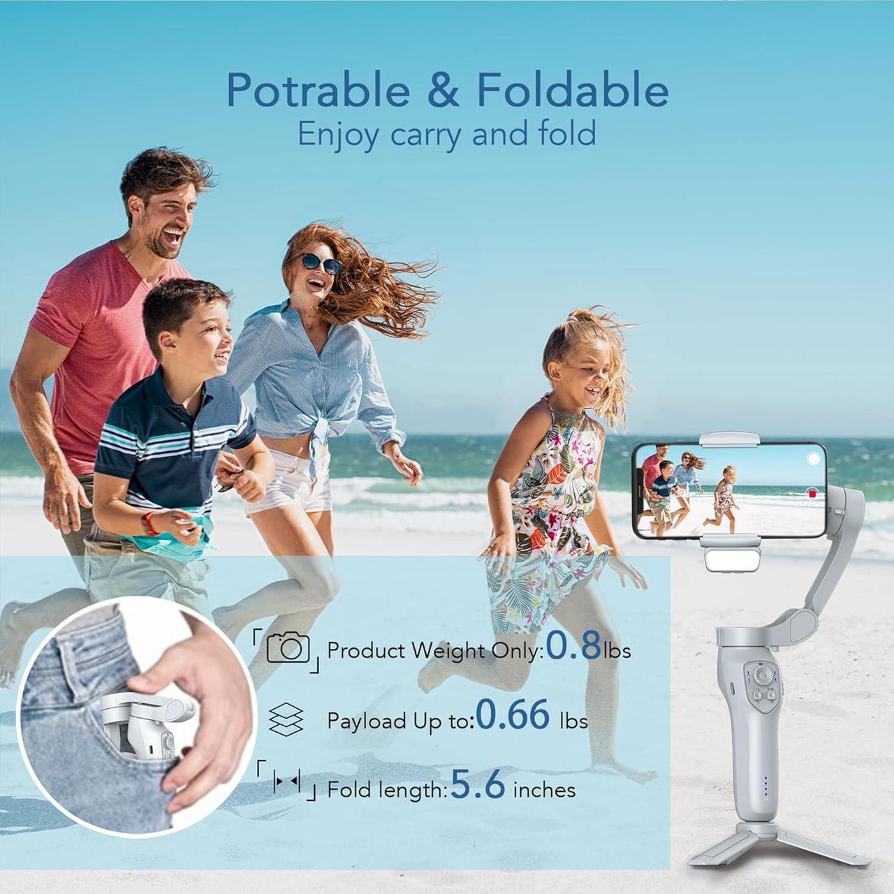Alt view image 6 of 7 - Phone Gimbal with Adjustable Fill LightGimbal Stabilizer for Smartphone, Phone Stabilizer for Video Recording, Gimbal for Android &iPhoneTikTok YouTube Vloging kit-JCROBOT iSleeky L7C Plus